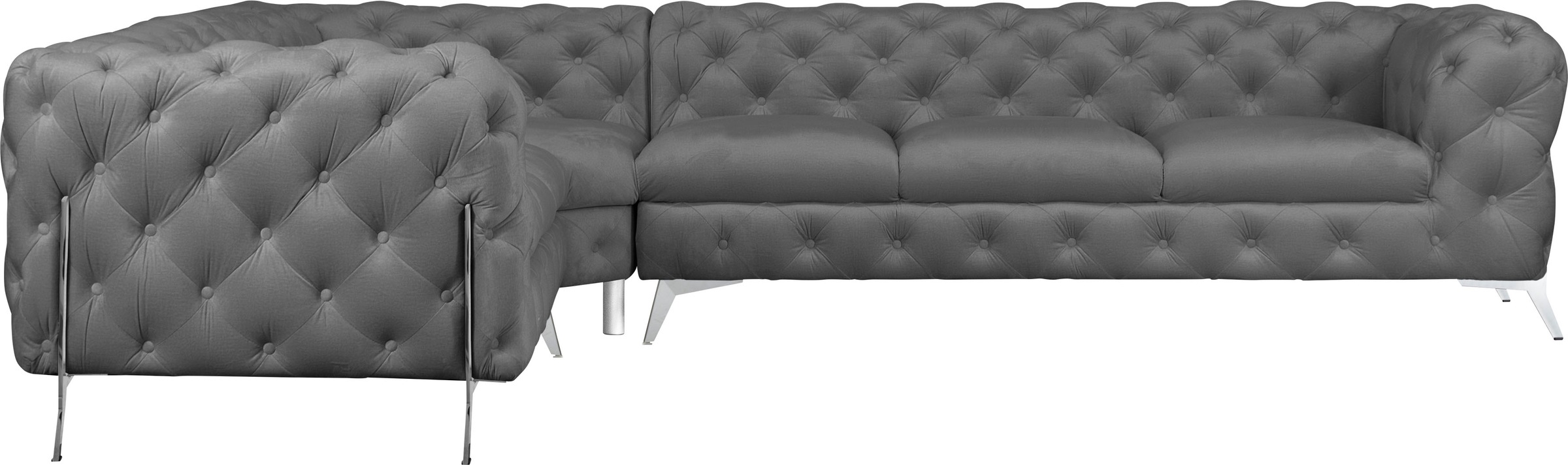 Thumbnail - Leonique Chesterfield-Sofa "Amaury L-Form", großes Ecksofa, Chesterfield-Optik, Breite 323 cm, Fußfarbe wählbar