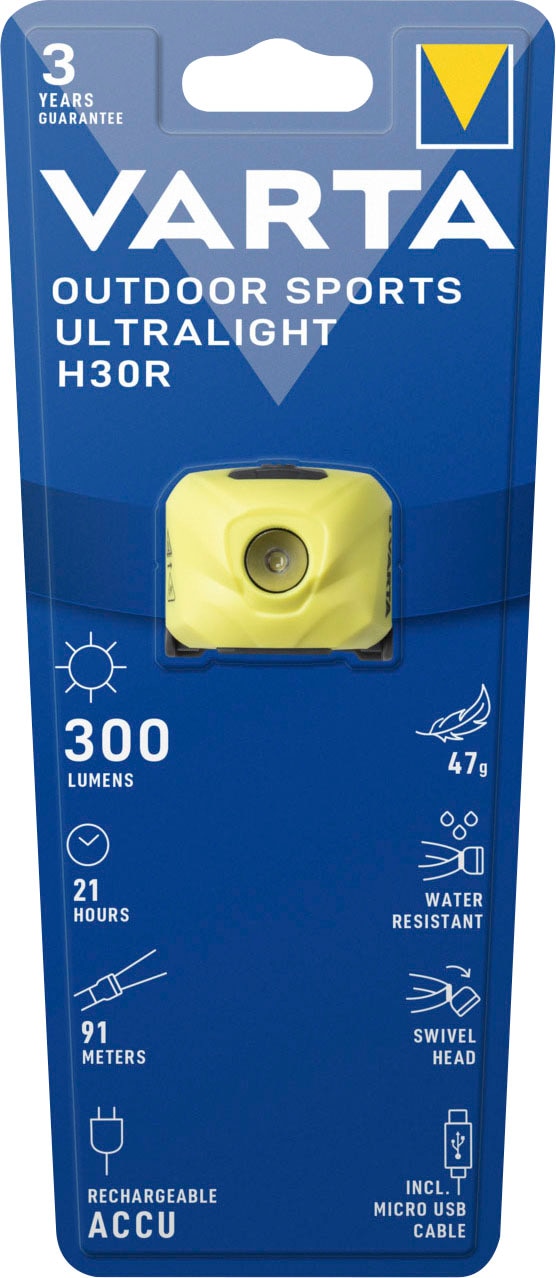 Kopflampe »Outdoor Sports Ultralight H30R«, (Packung, 1 St.), in limonen grün, leicht...