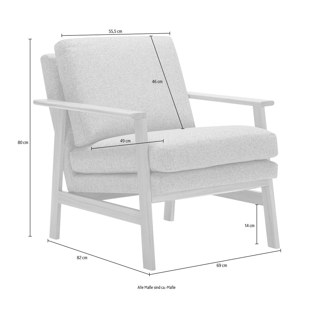 LOVI Sessel »Pepper«, mit massivem Eichengestell, neuer Klassiker mit zeitlosem Design
