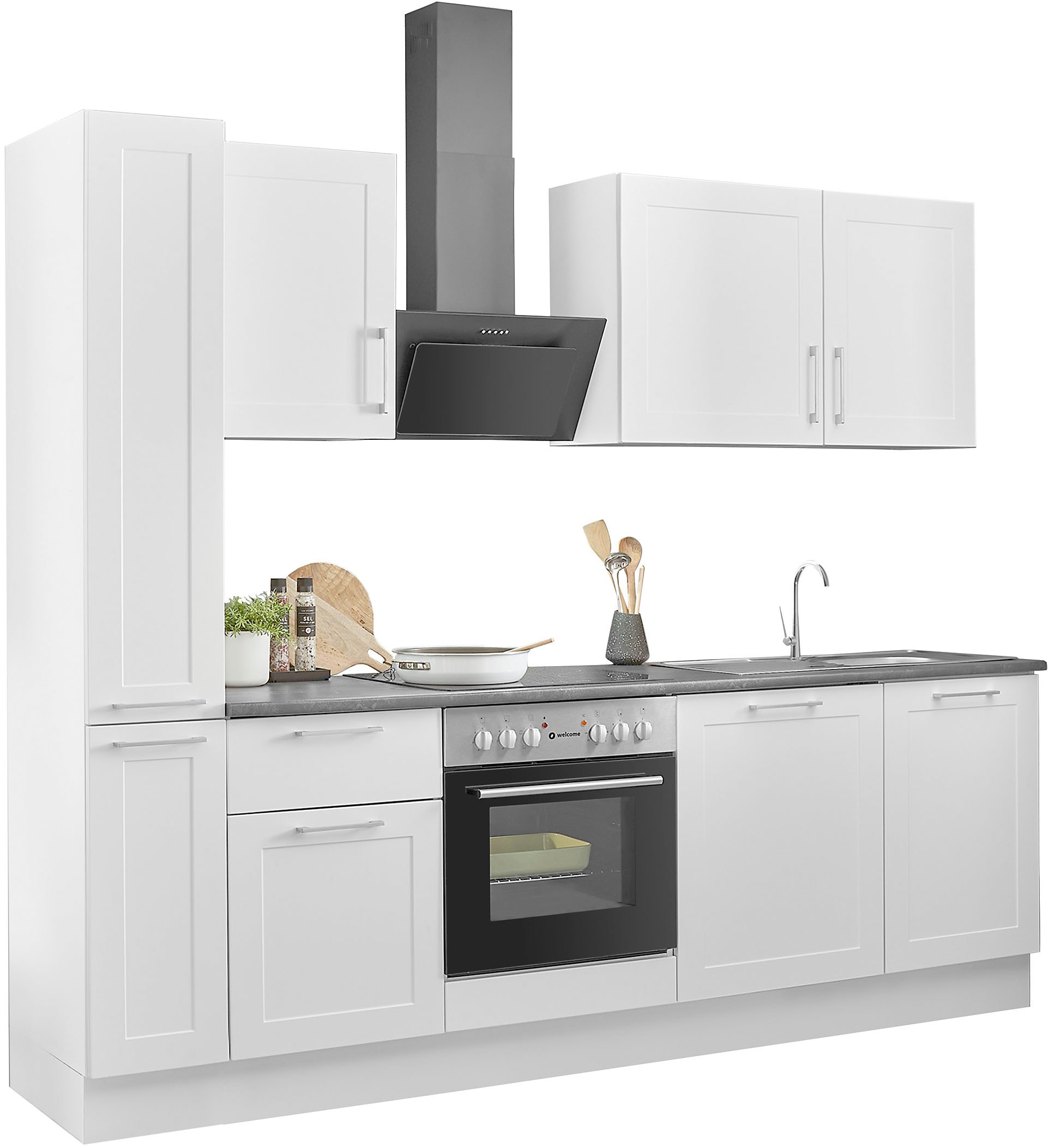 Küche »Marsi«, Breite 250 cm, wahlweise mit E-Geräten, Soft-Close-Funktion