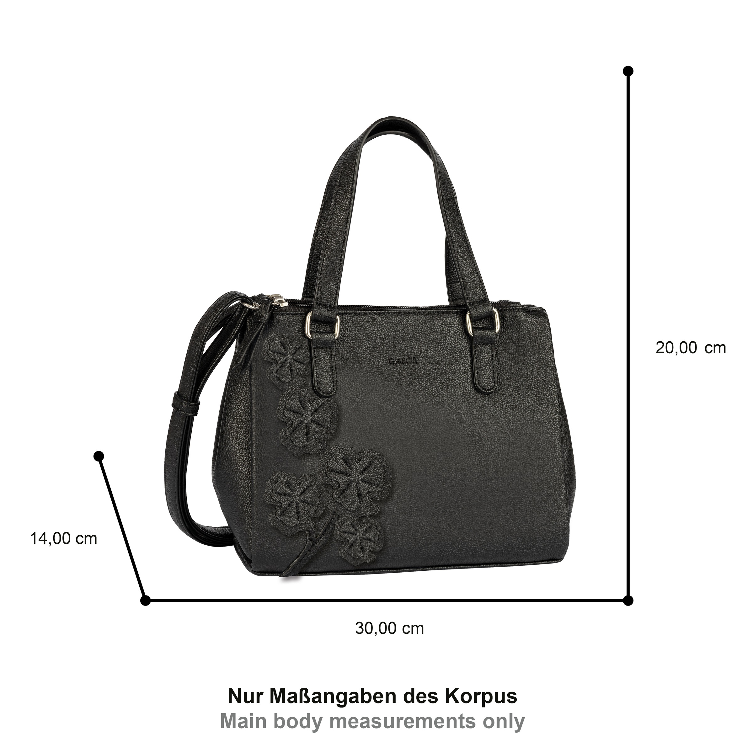 Gabor Shopper »Jovita« Damen Umhängetasche, Handtasche mit verspielten 3D-Blüten