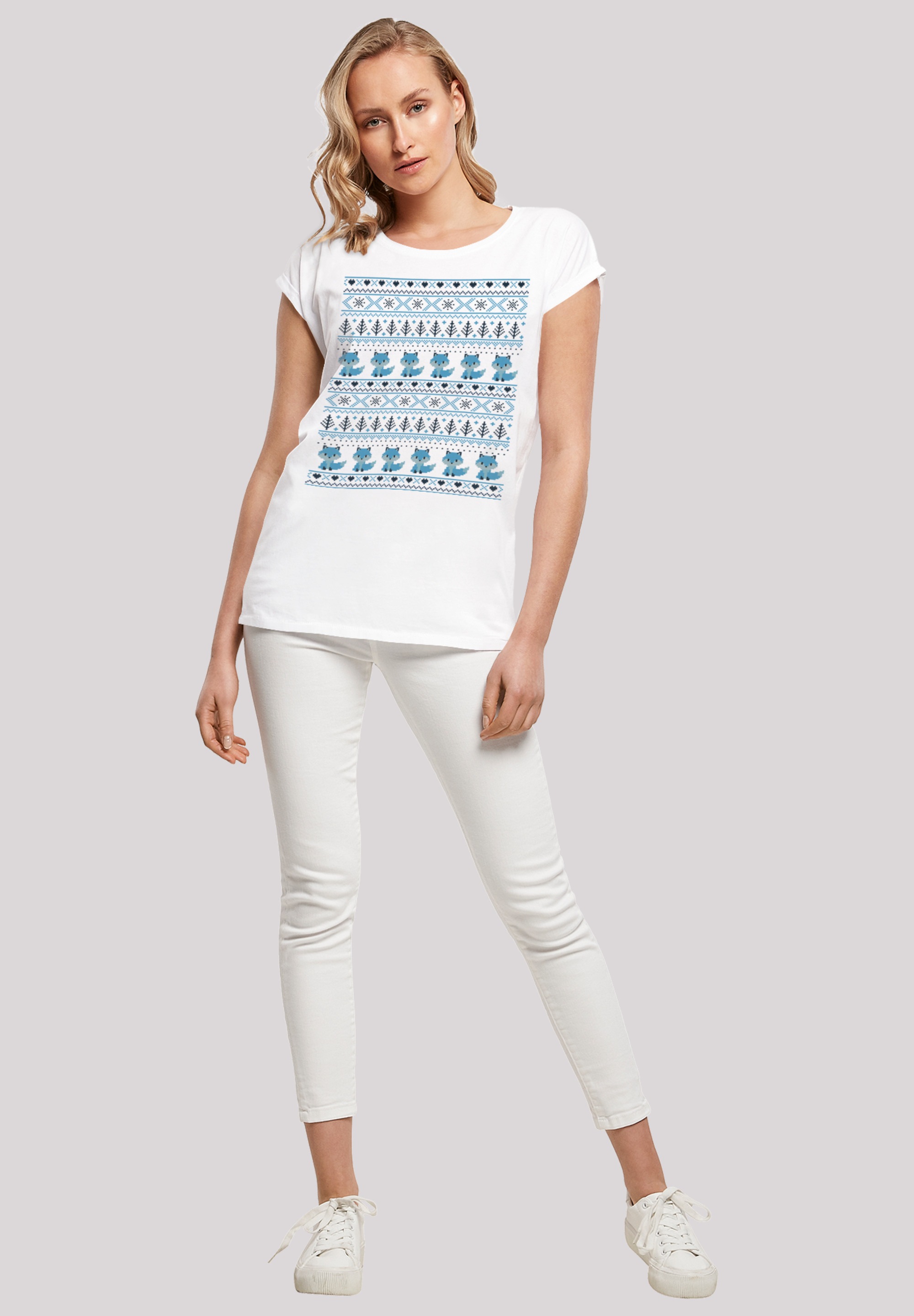 F4NT4STIC T-Shirt »Christmas Fuchs Weihnachten Muster«, Print