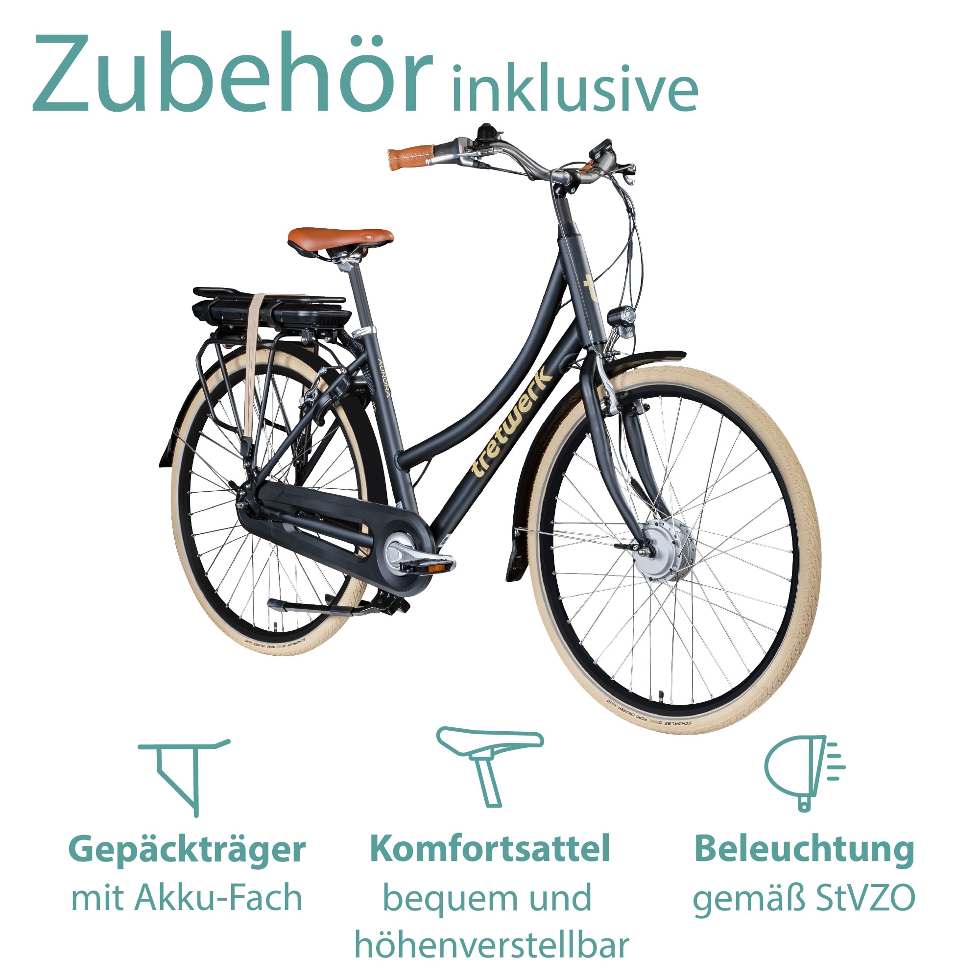 Tretwerk E-Bike »Aurora«, 7 Gang, Frontmotor 250 W