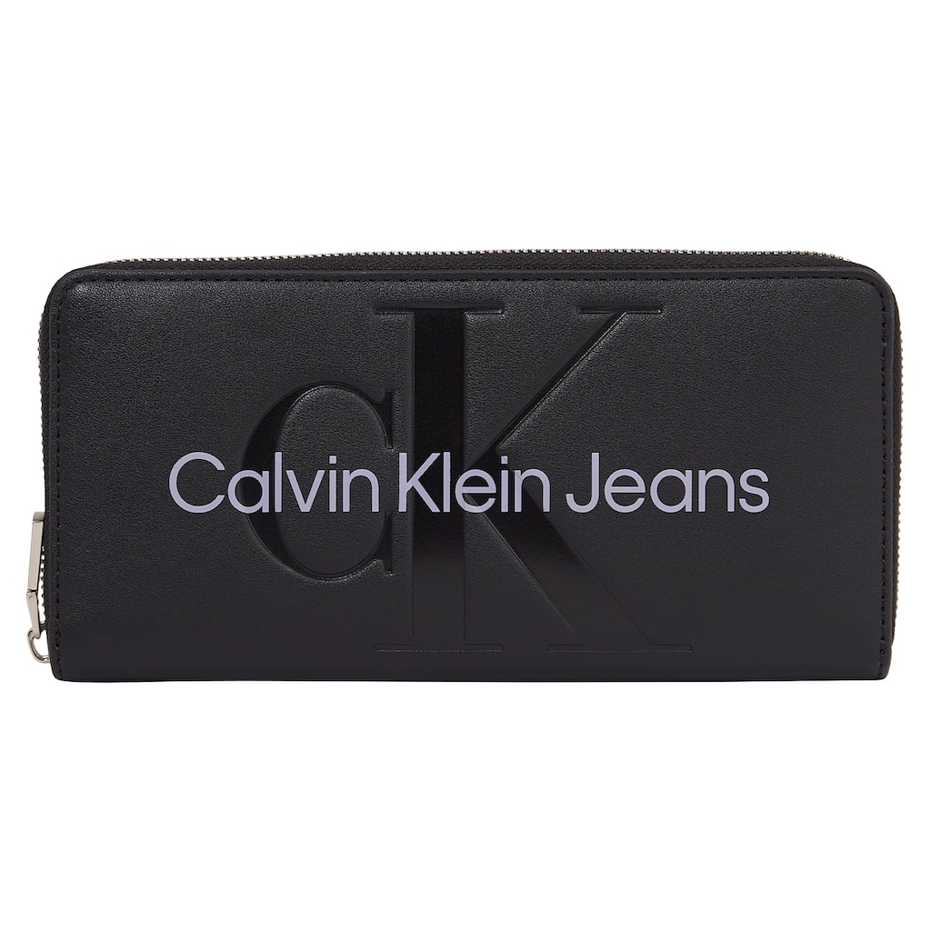 Calvin Klein Jeans Geldbörse »SCULPTED ZIP AROUND MONO« mit großflächigem Markenlogo vorne