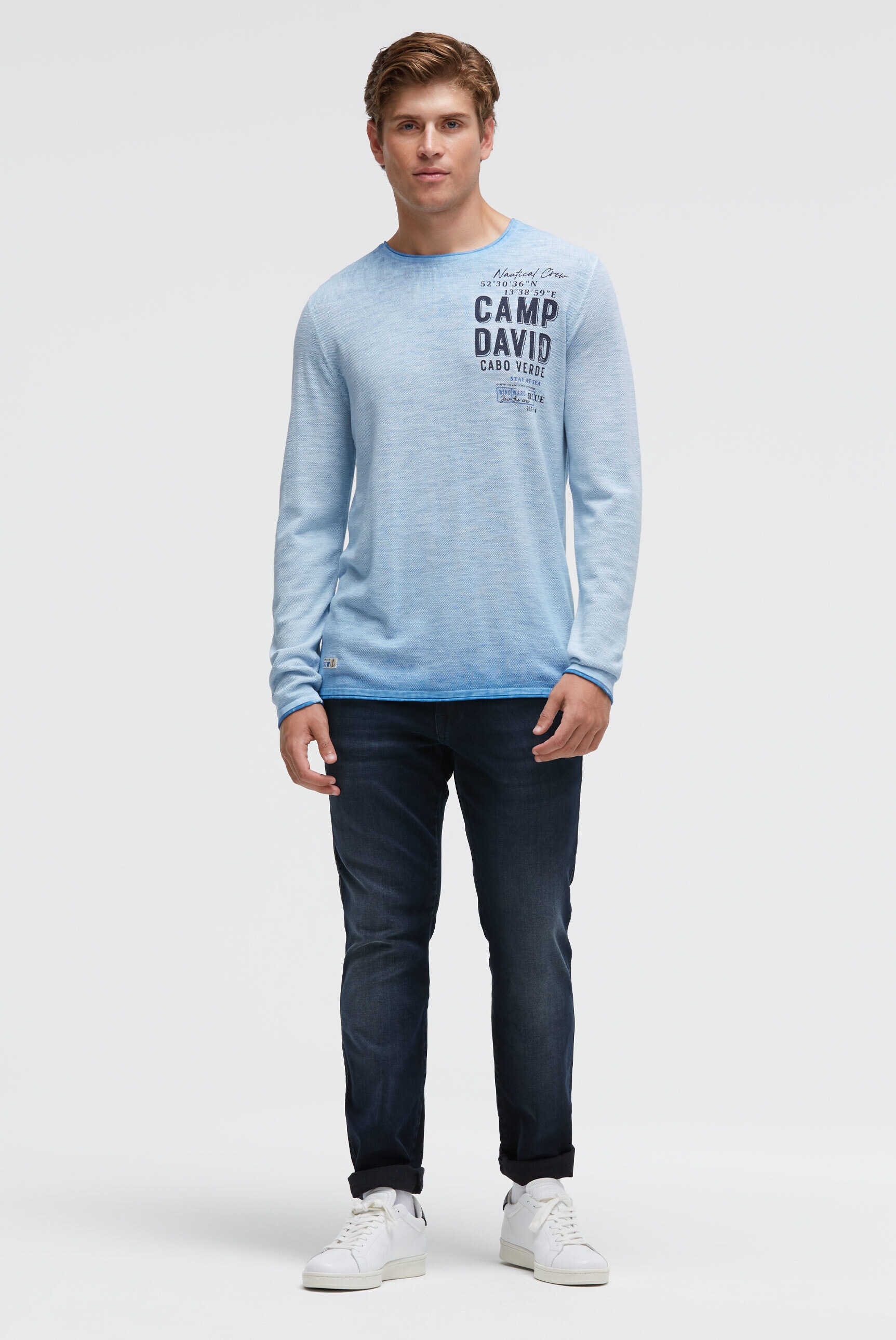 Thumbnail - CAMP DAVID Rundhalspullover mit Rollsäumen