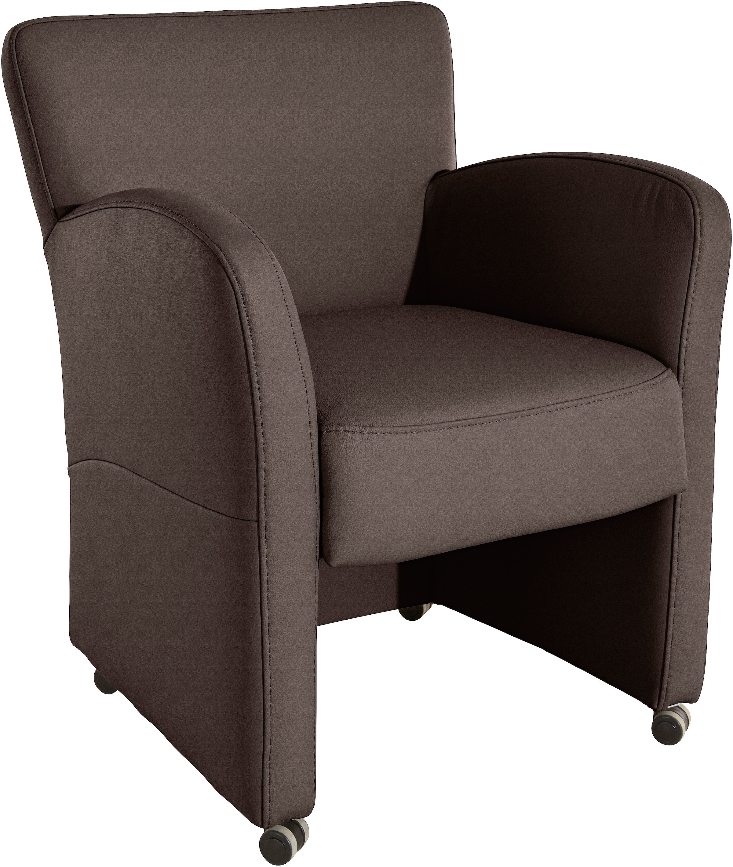 Sessel, B:66cm, braun, EXXPO - SOFA FASHION, Wohnzimmer, Sessel, "Cortado, Loungesessel auf Rollen, schmale Armlehnen, bequem", Breite 66 cm