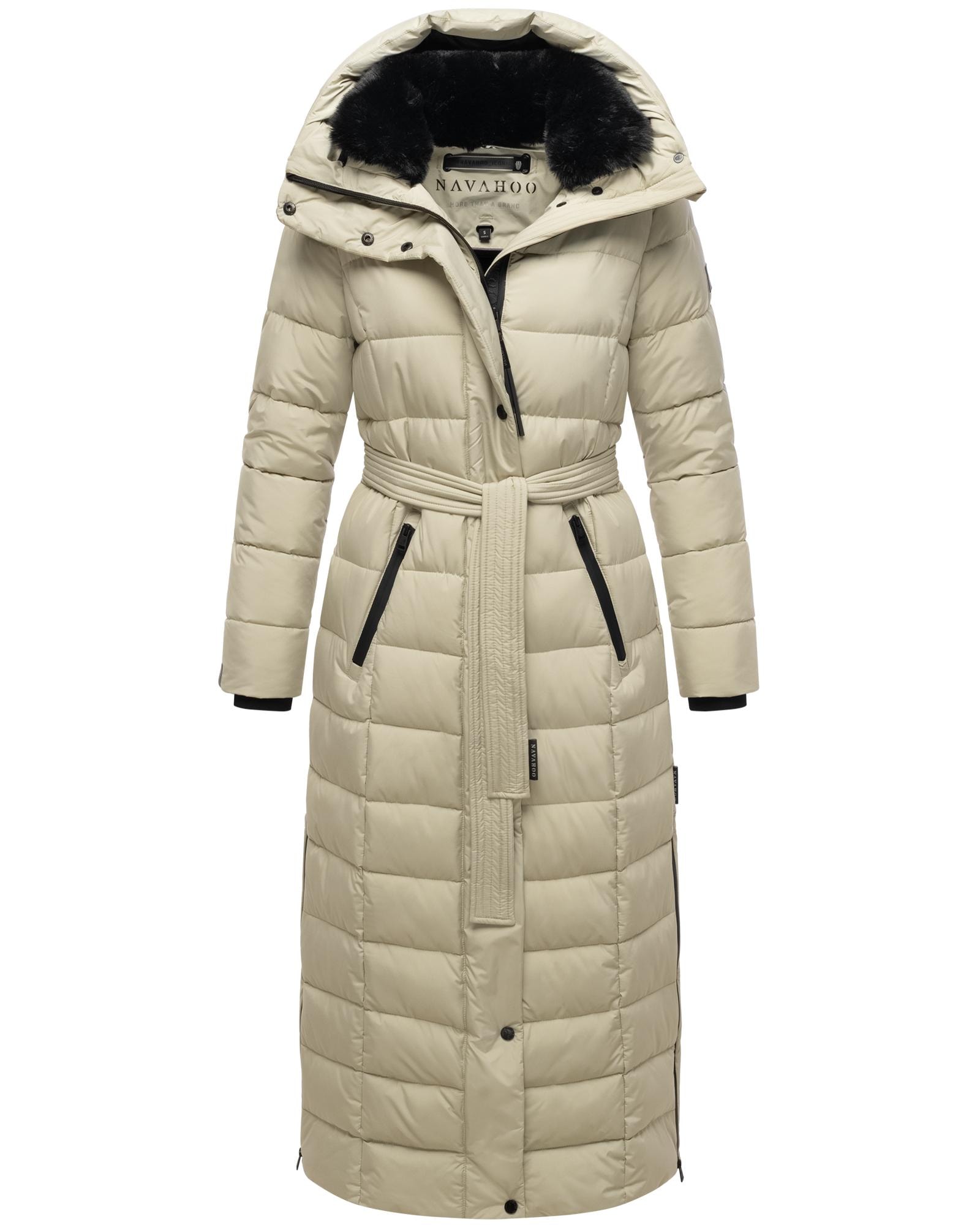 Navahoo Steppmantel »Das Teil XIV« extralanger Wintermantel mit abnehmbaren Kunstfellkragen