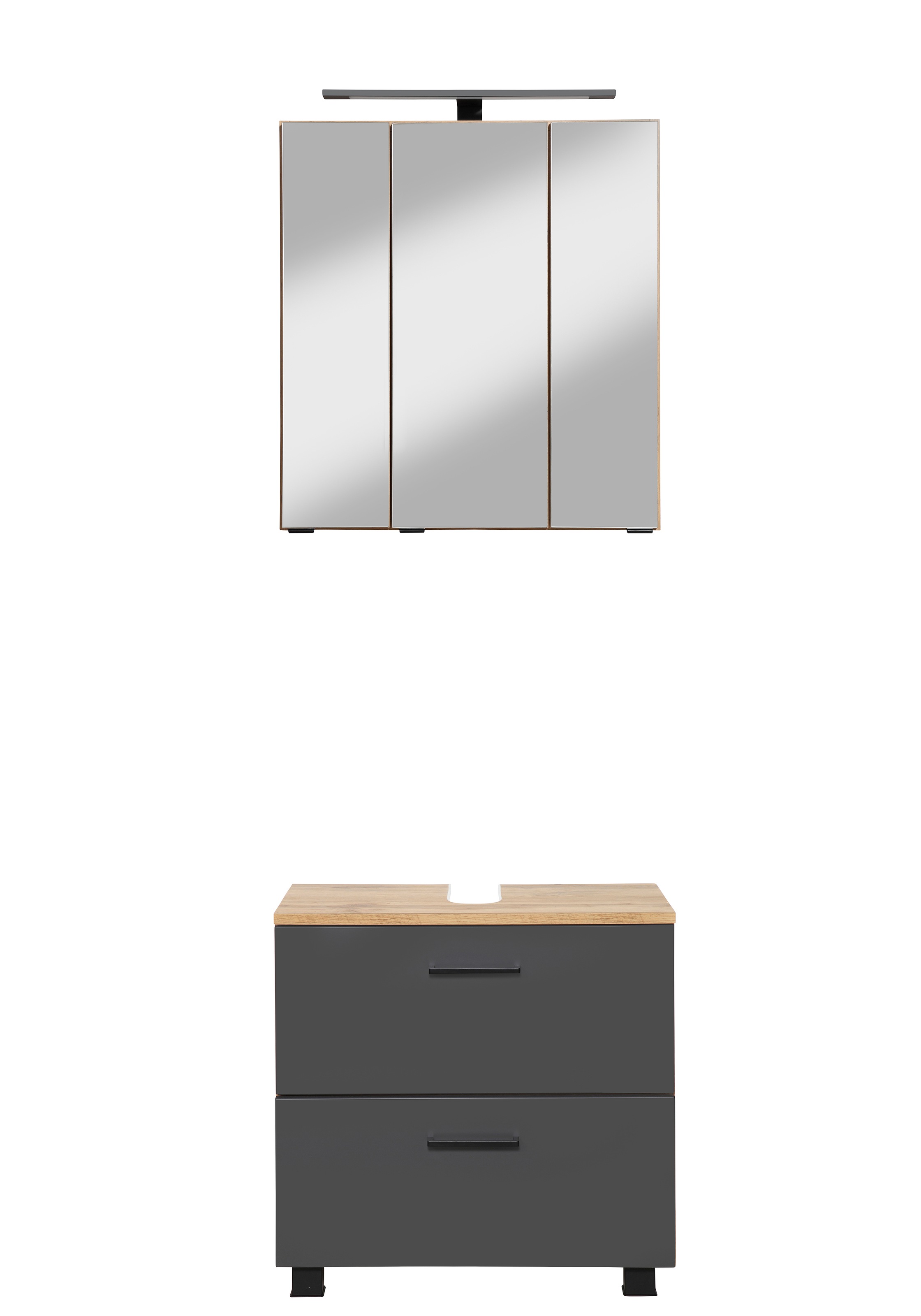 welltime ""Trento", Badezimmer-Set, Waschbeckenunterschrank, Spiegelschrank" 2 Stk. tlg.