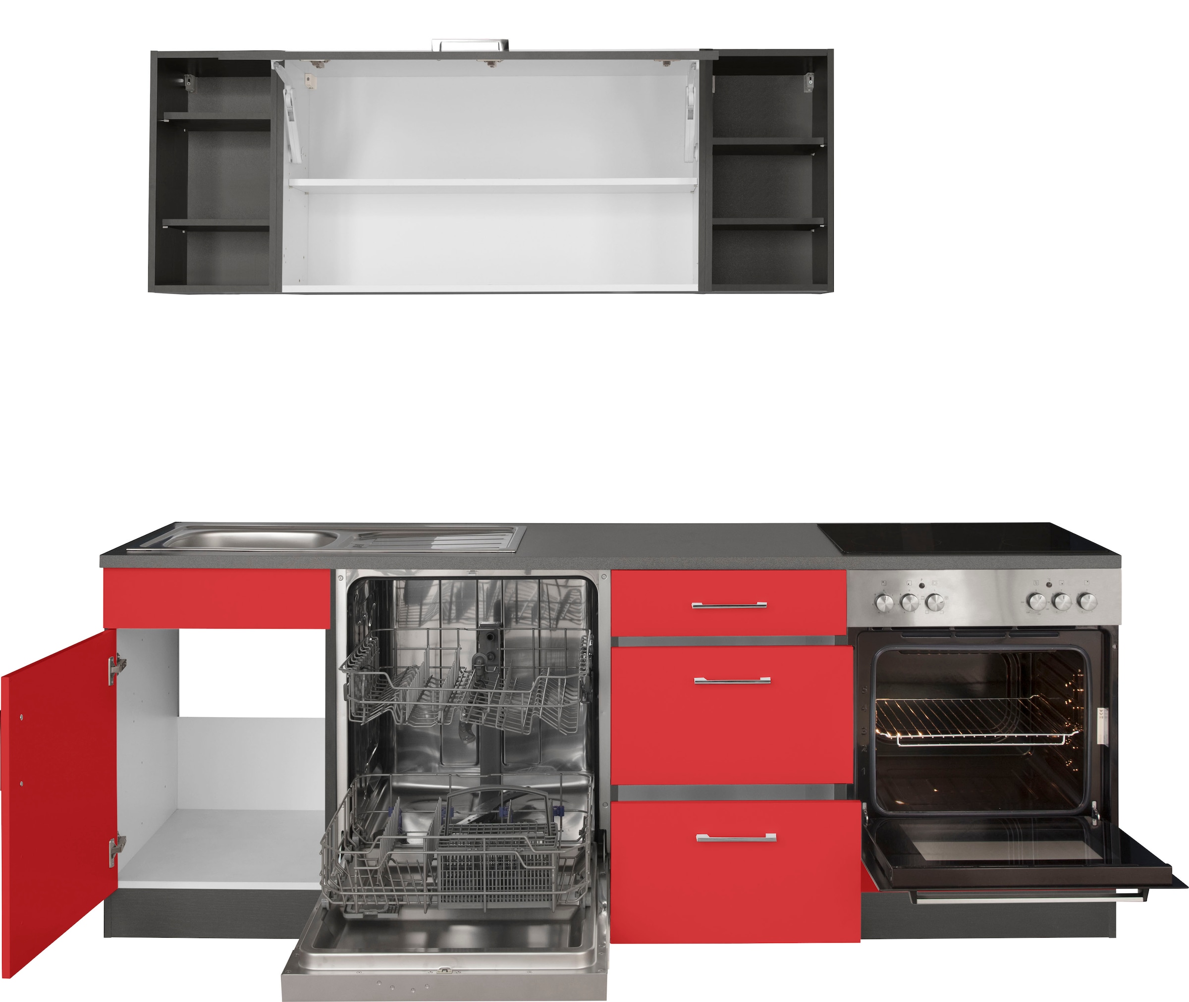 KOCHSTATION Küchenzeile »KS-Paris« ohne E-Geräte, Breite 220 cm