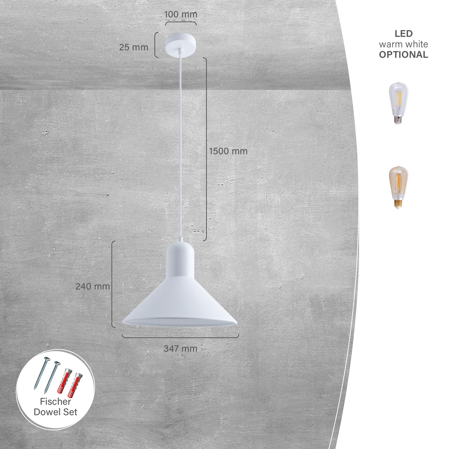 Paco Home Pendelleuchte »CLAIRE«, 1 flammig, Leuchtmittel E27 | ohne Leuchtmittel, Hängelampe Esszimmer Küchenlampe Hängend Esstischlampe Matt E27