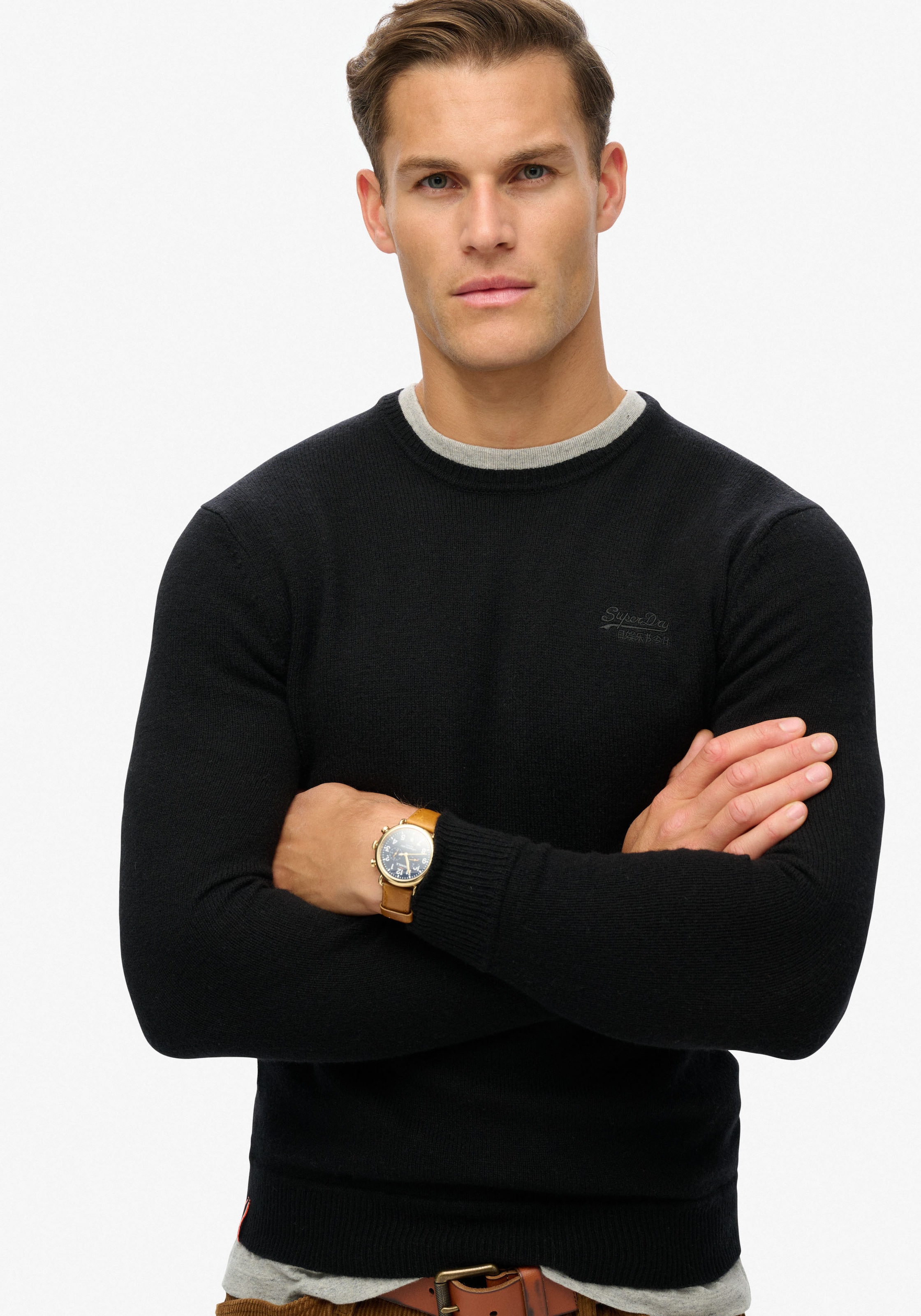 Superdry Rundhalspullover "ESSENTIAL SLIM FIT CREW JUMPER" günstig online kaufen