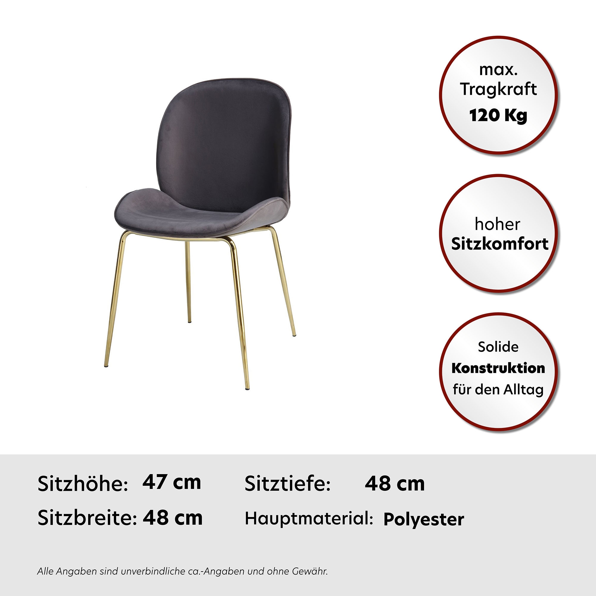 Kayoom Stuhl »Charlize 110 2er-Set, TOPSELLER! Esszimmerstühle,moderne Optik«, (Set), 2 St., Samtstoff, samtweicher Bezug, bequem, zeitlos, moderne Optik