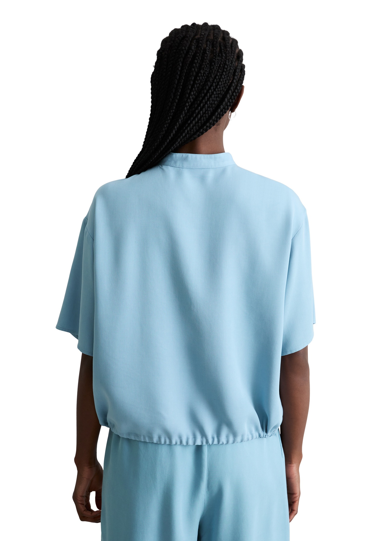 Marc O'Polo Denim Women's Short Sleeve Blouse Blue Dawn Size S 2