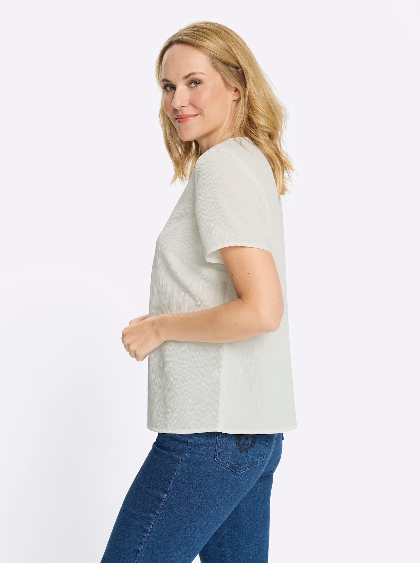 Classic Basics Women's Pull-On Blouse Ecru Size 48 3
