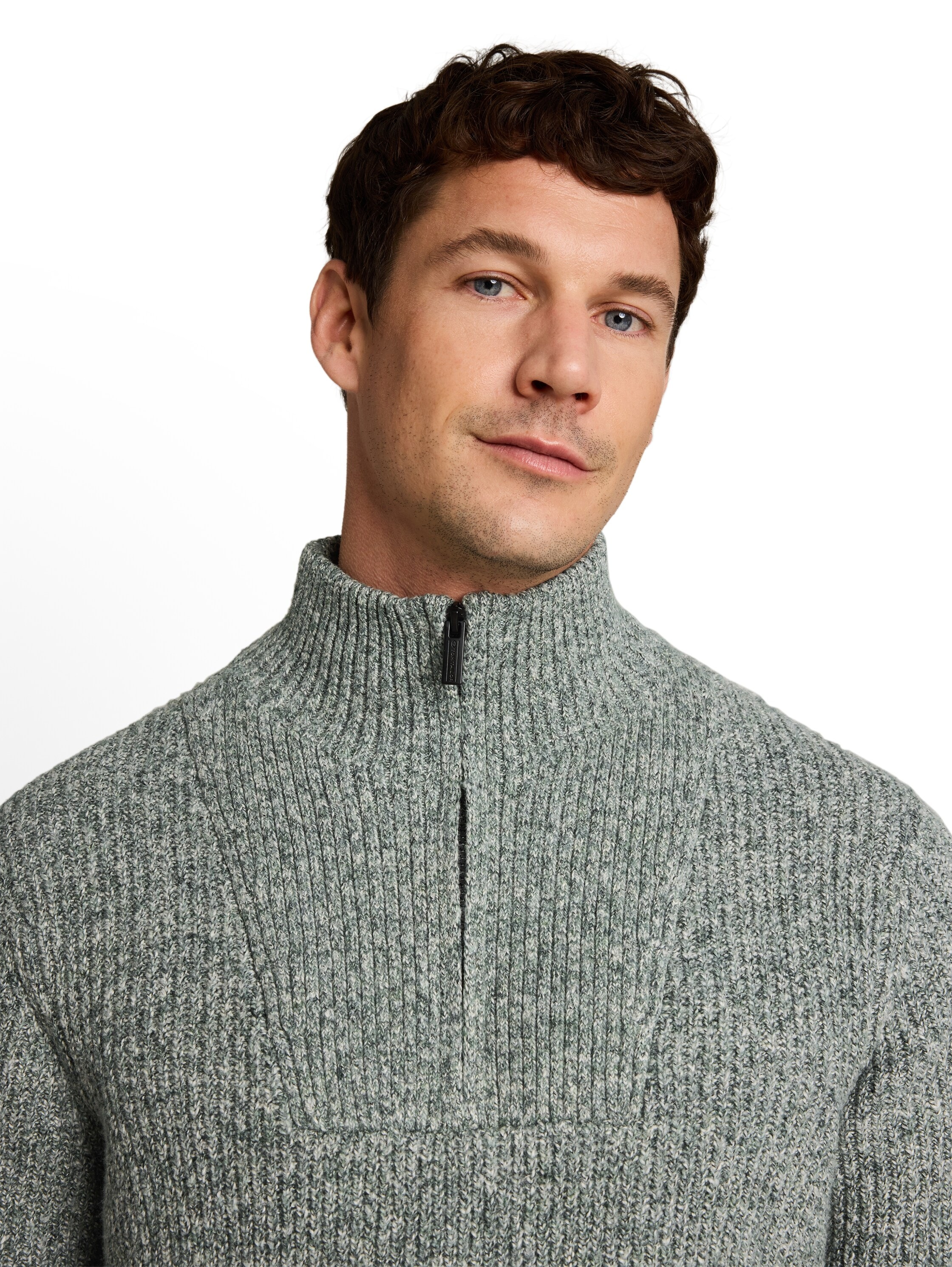 TOM TAILOR Troyer Strickpullover / meliert / mit Stretch