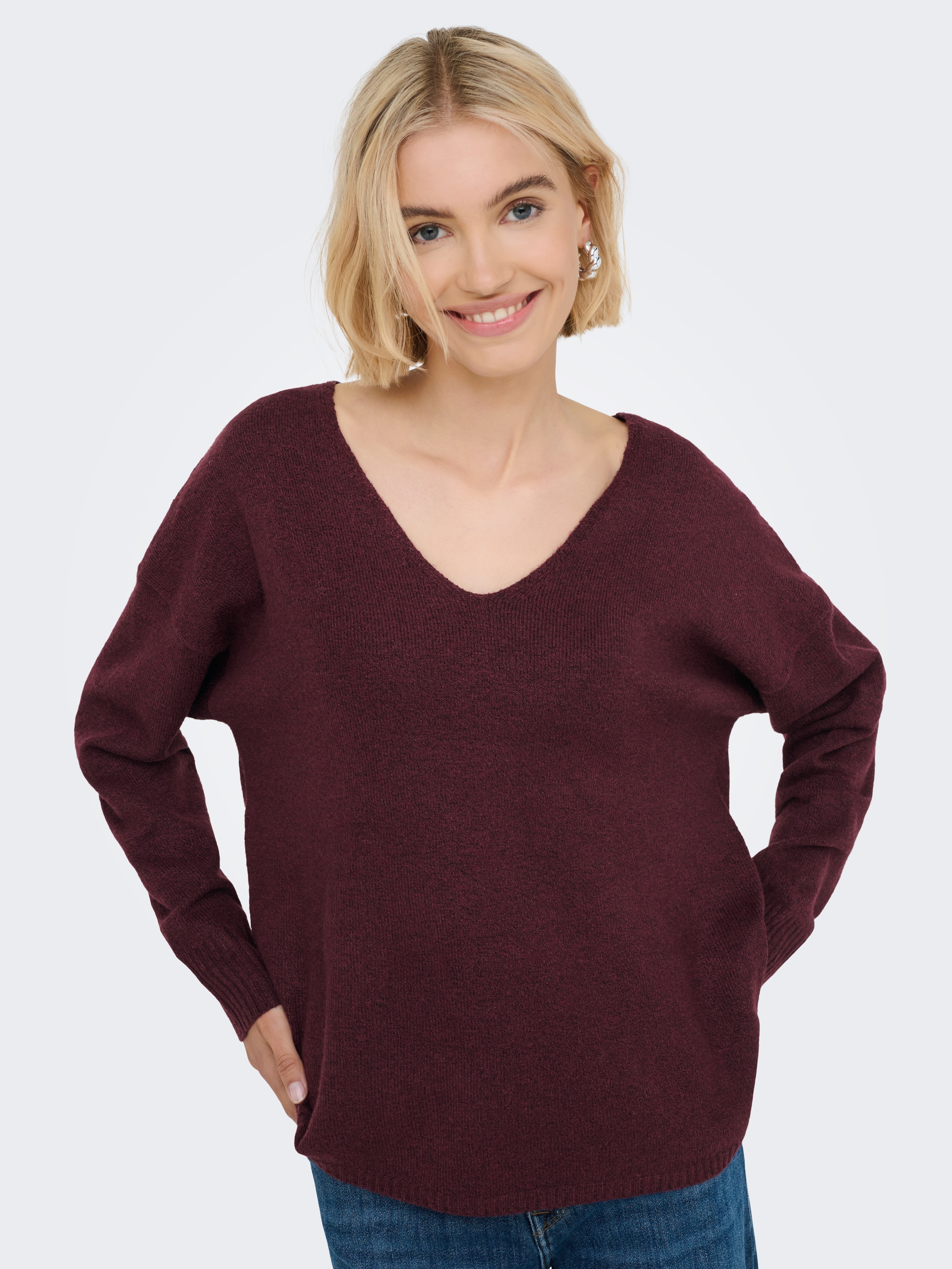 ONLY V-Ausschnitt-Pullover "ONLRICA LIFE L/S V-NECK PULLO KNT NOOS", mit V- günstig online kaufen