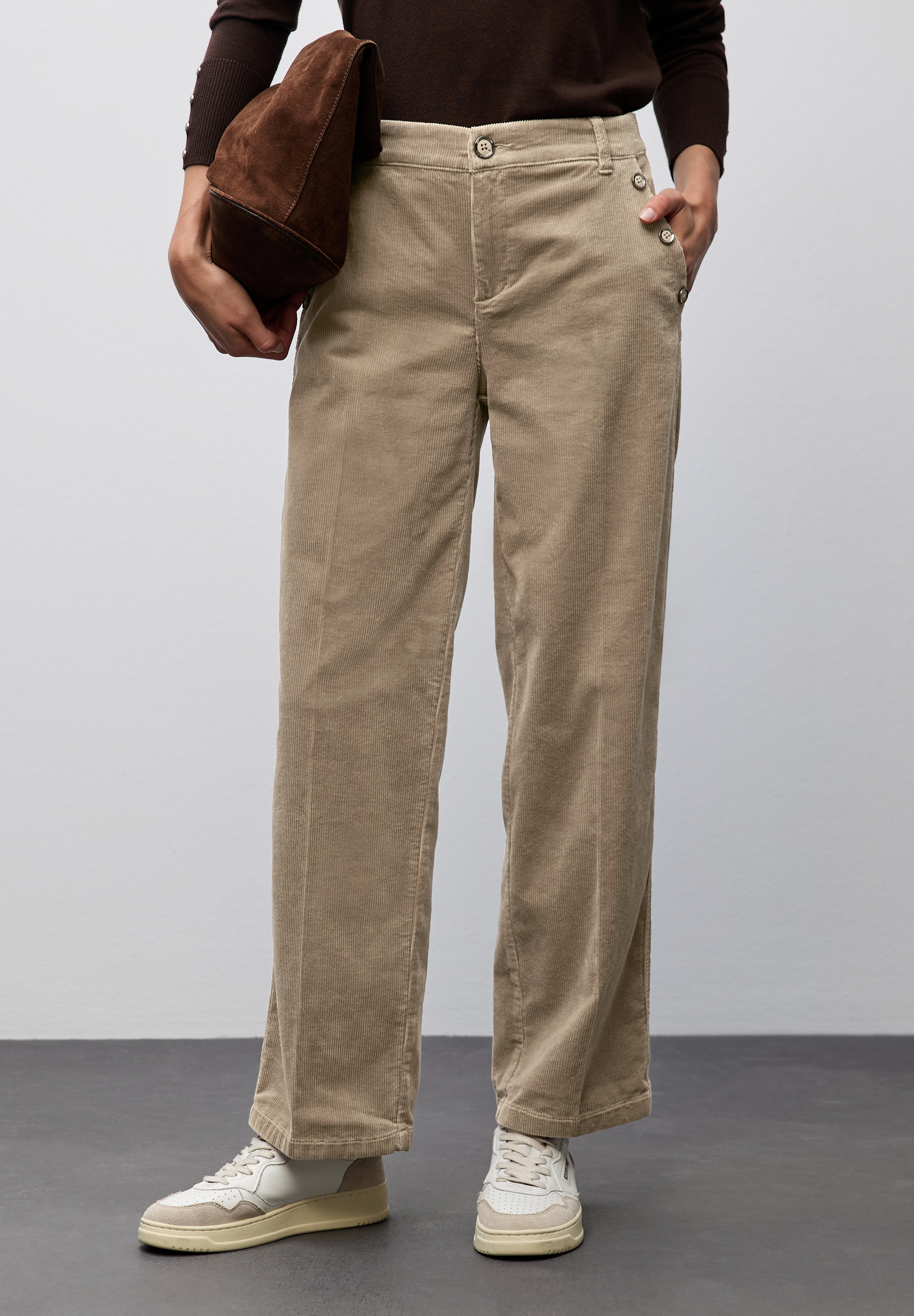 STREET ONE Cordhose Straight Leg, Mid Waist günstig online kaufen