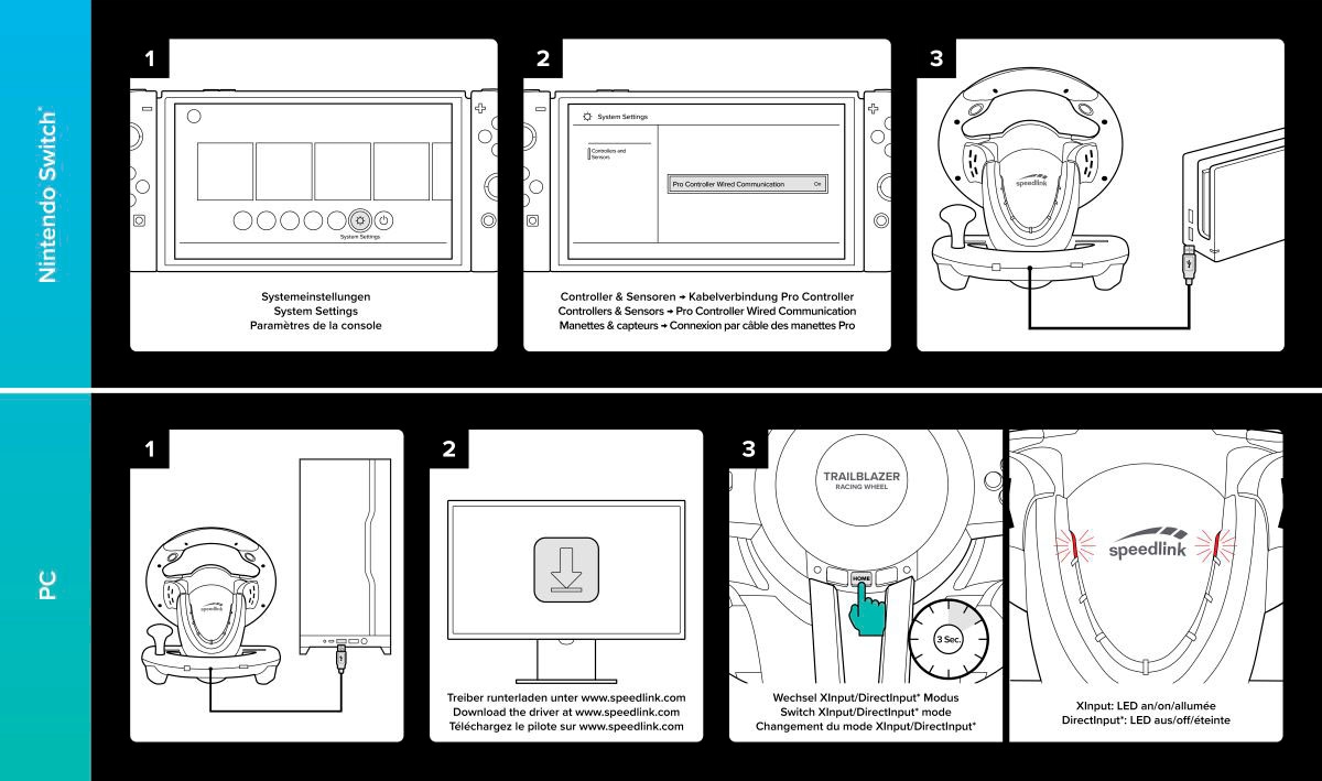Speedlink Gaming-Lenkrad »TRAILBLAZER Dark Edition Racing Wheel« für PC/PS4/PS3/Xbox Series X/S/One/Switch 2/Switch/OLED