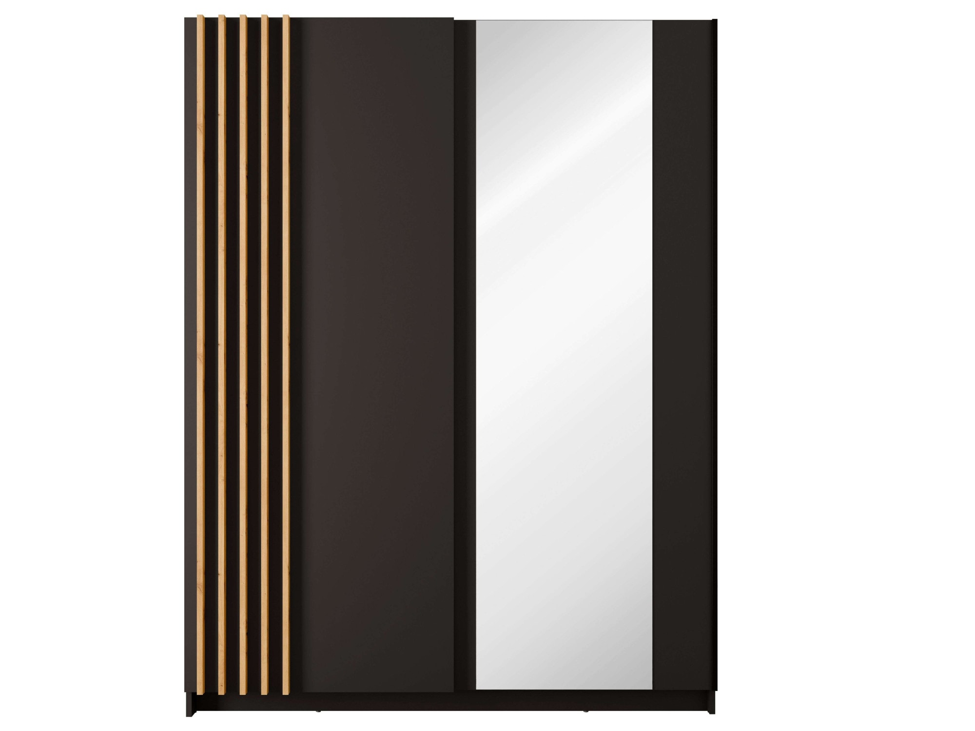 INOSIGN Kleiderschrank »Kleiderschrank Charisy mit Spiegel, 4 Einlegeböden und Kleiderstange«, Garderobe mit 2 Schwebetüren und Lamellen, B/H/T 150/198,5/62 cm