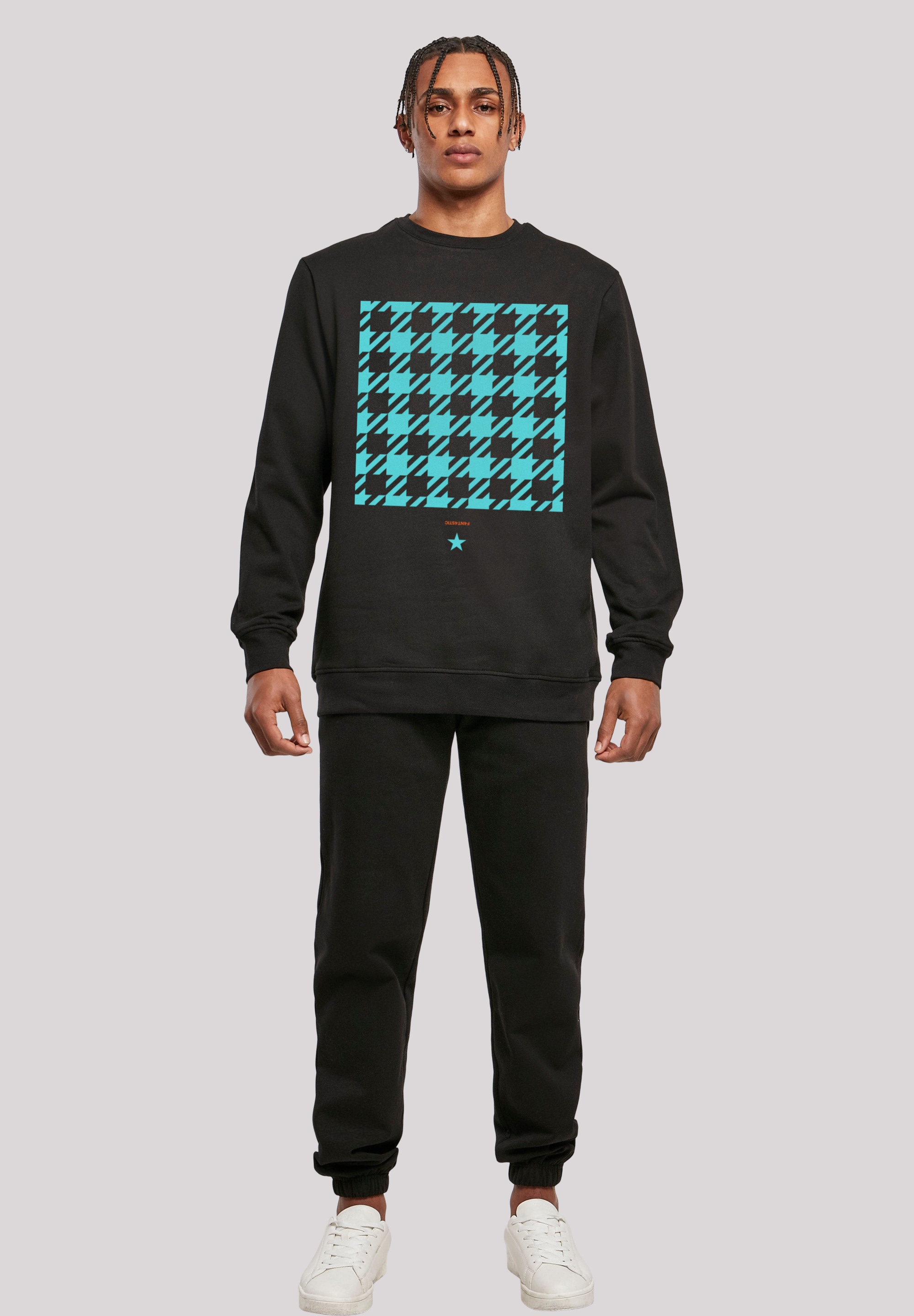 F4NT4STIC Kapuzenpullover »Hahnentritt Karo blau« Print