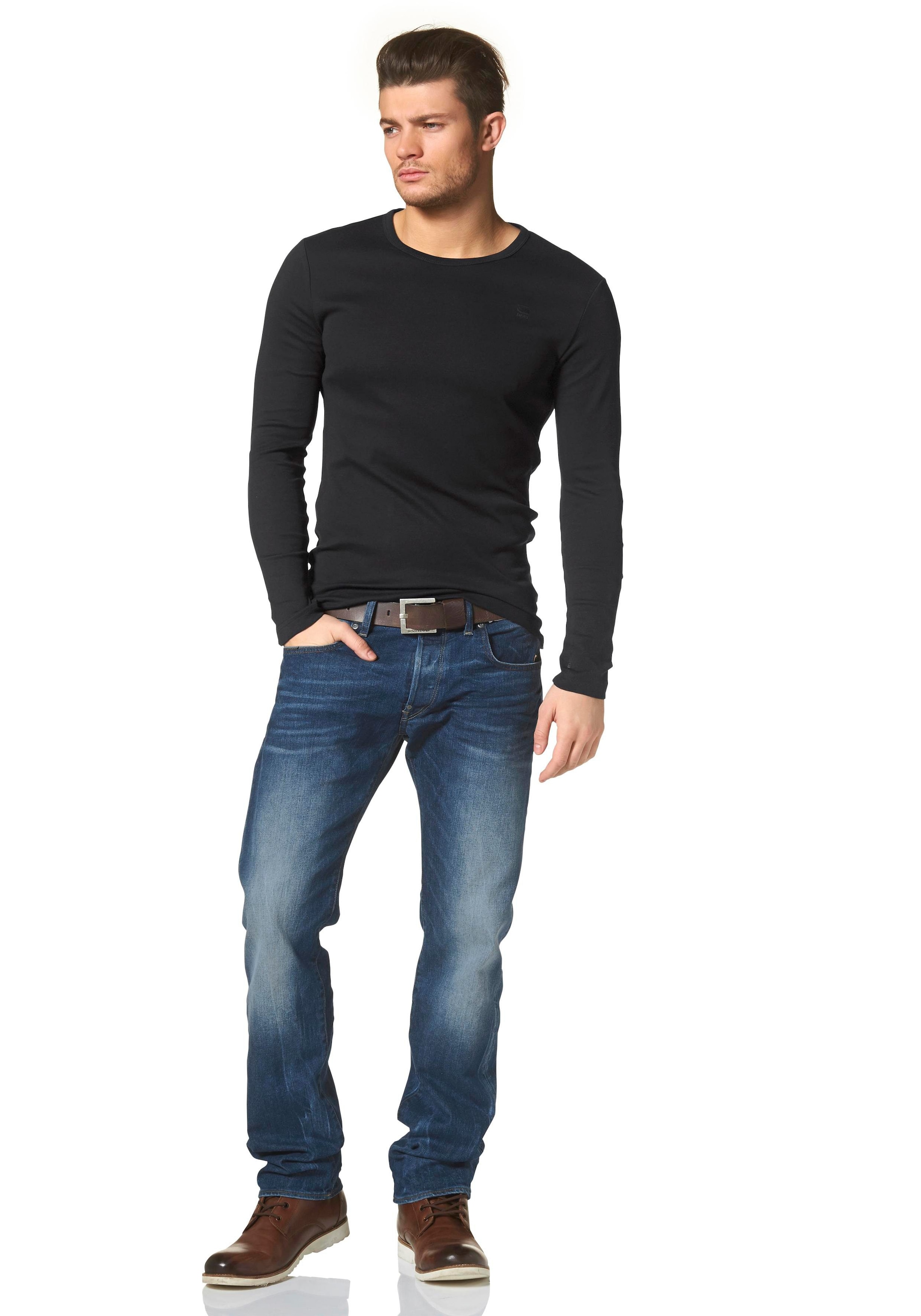 G-STAR Langarmshirt, Basic-Artikel aus blickdichter, hochwertiger Baumwollqualität