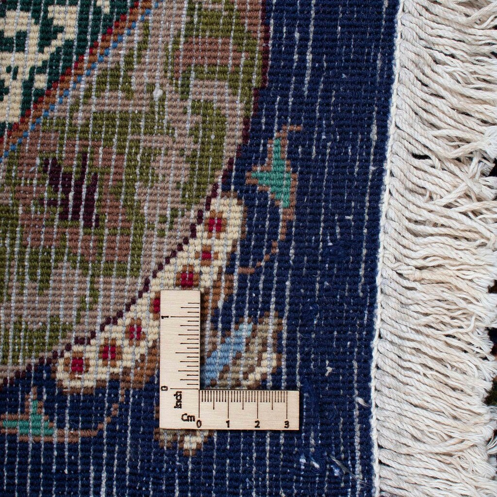 Wohnen Teppiche morgenland Wollteppich »Kaschmar Figurativ Blu scuro 288 x 200 cm«, rechteckig, 1 mm Höhe, Unikat mit Zertifikat