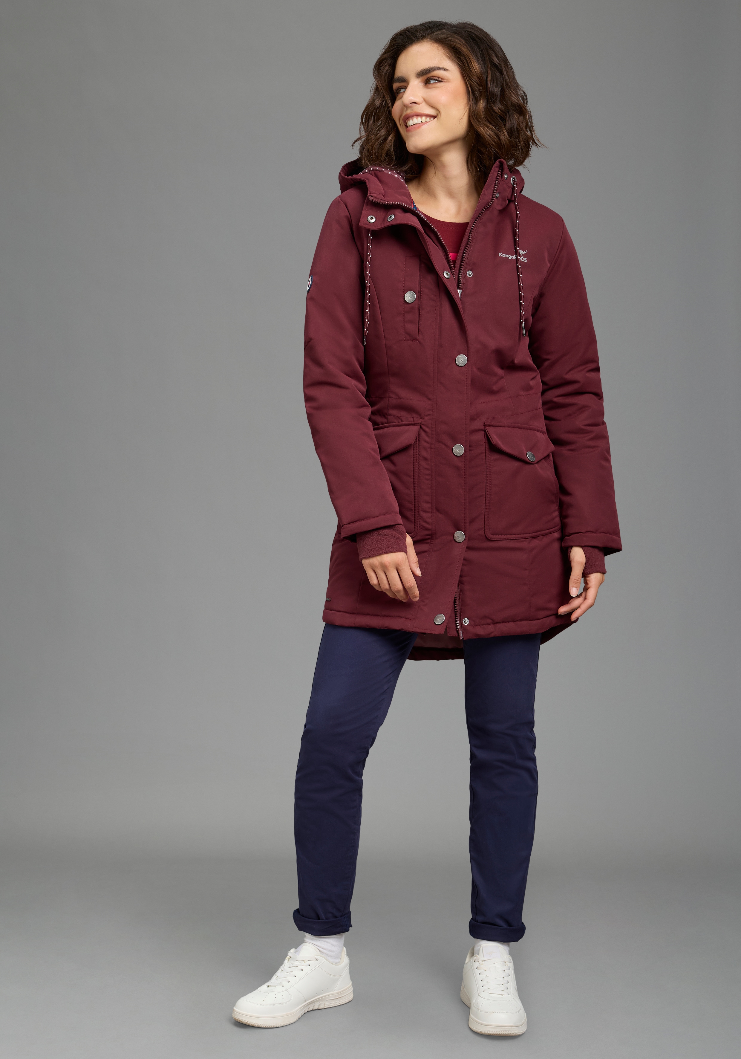 KangaROOS Langjacke mit Kapuze für den Übergang, aus leichtem Webmaterial, modisch