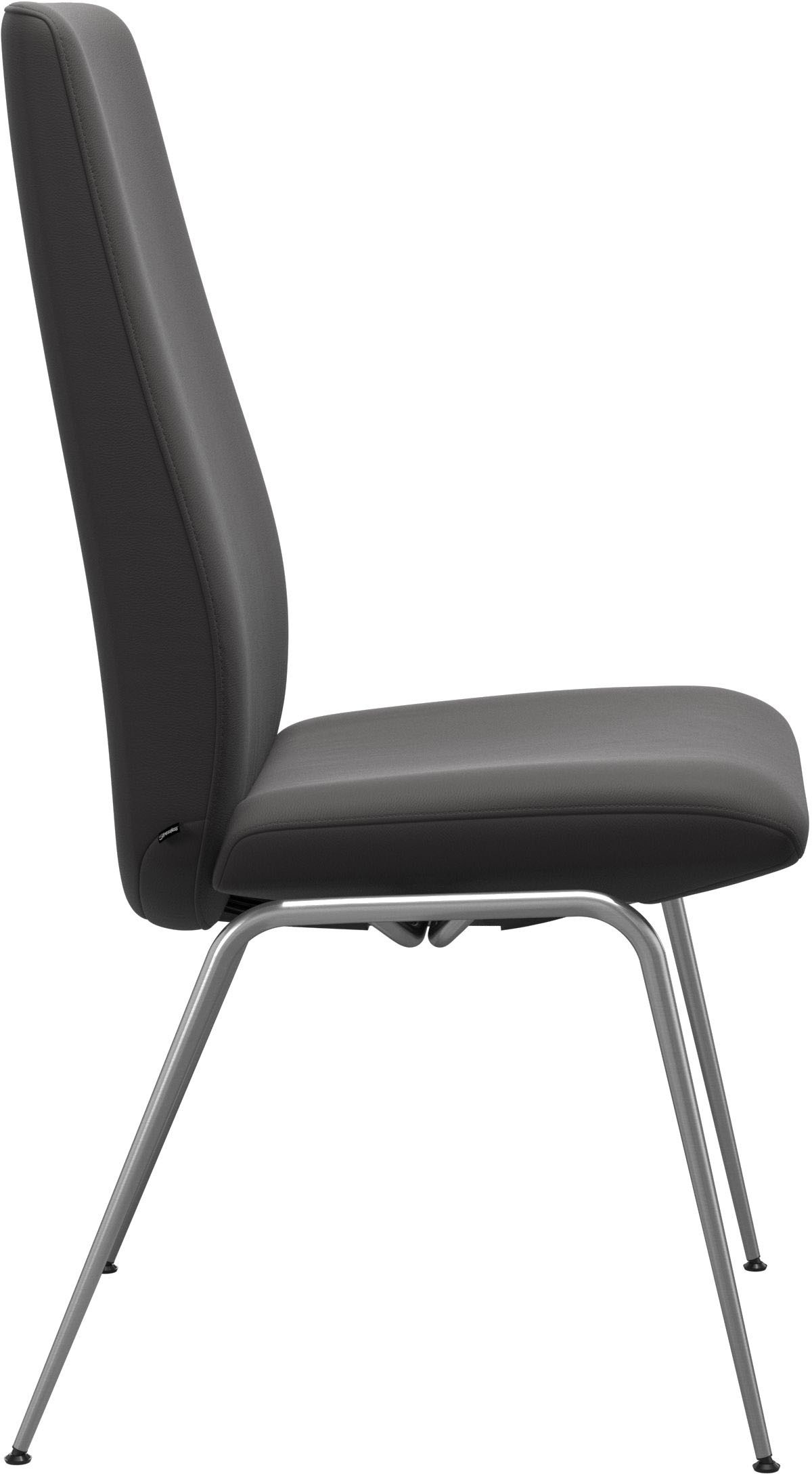 Polsterstuhl STRESSLESS "Laurel", grau (rock paloma, chrom glänzend), B:57cm H:105cm T:60cm, Leder PALOMA: PALOMA ist ein durchgefärbtes Semianilin-Möbelleder mit natürlicher Narbung., Stühle, Polsterstuhl, High Back, Größe L, mit Beinen aus Stahl in Chro 3