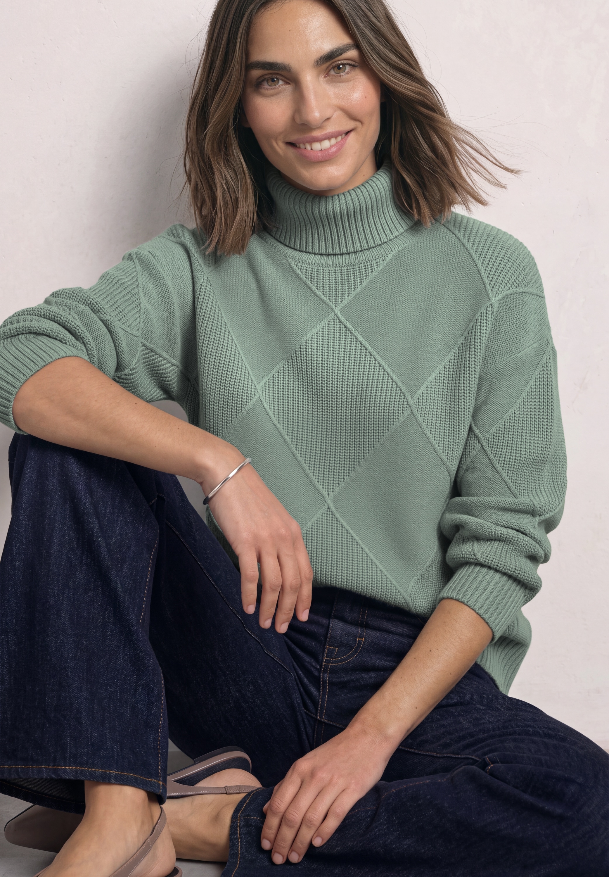 STREET ONE Rollkragenpullover Viskosemix, Strukturmuster