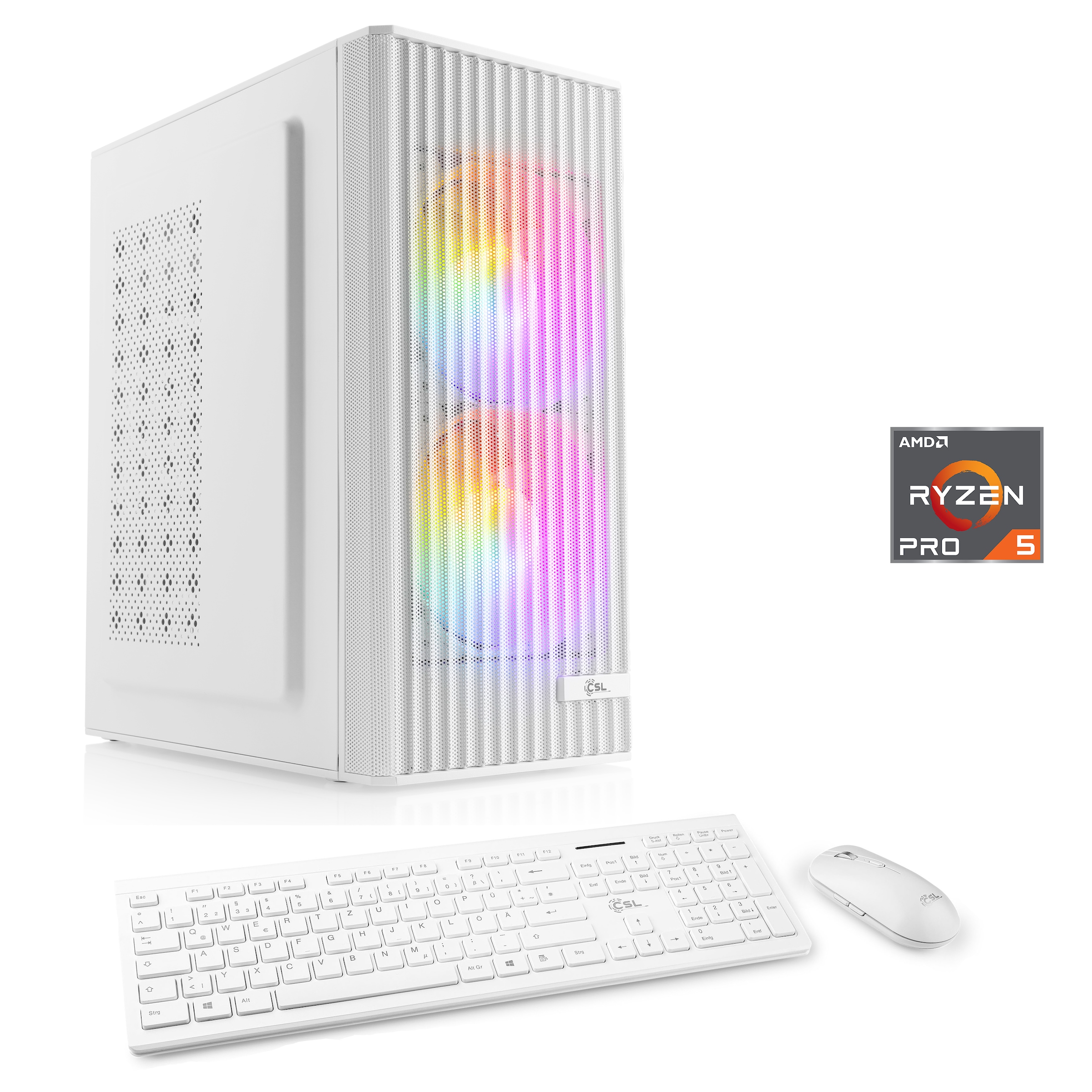 CSL PC "Spectrum V24582", wei ß, Microsoft Windows 11 Home (64 Bit), 64 GB RAM 2.000 GB SSD, Desktop-PCs, PC