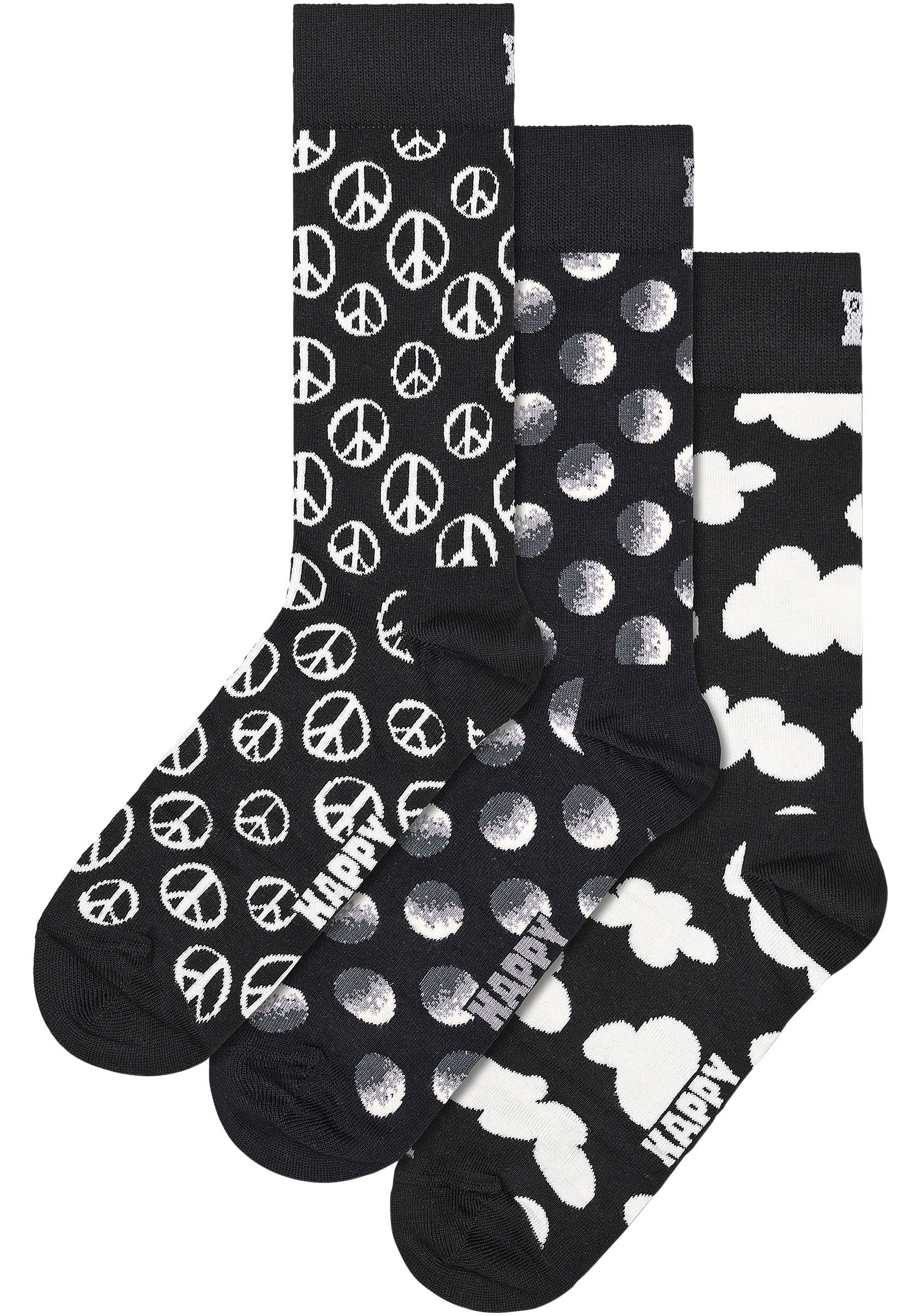 Happy Socks Socken, (3er Pack), Black & White Gift Set