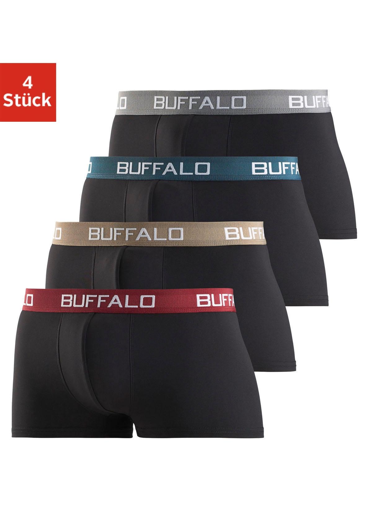 Buffalo Hipster, 4 Stk. knapp sitzende Boxershorts mit Kontrastbund aus Bau günstig online kaufen