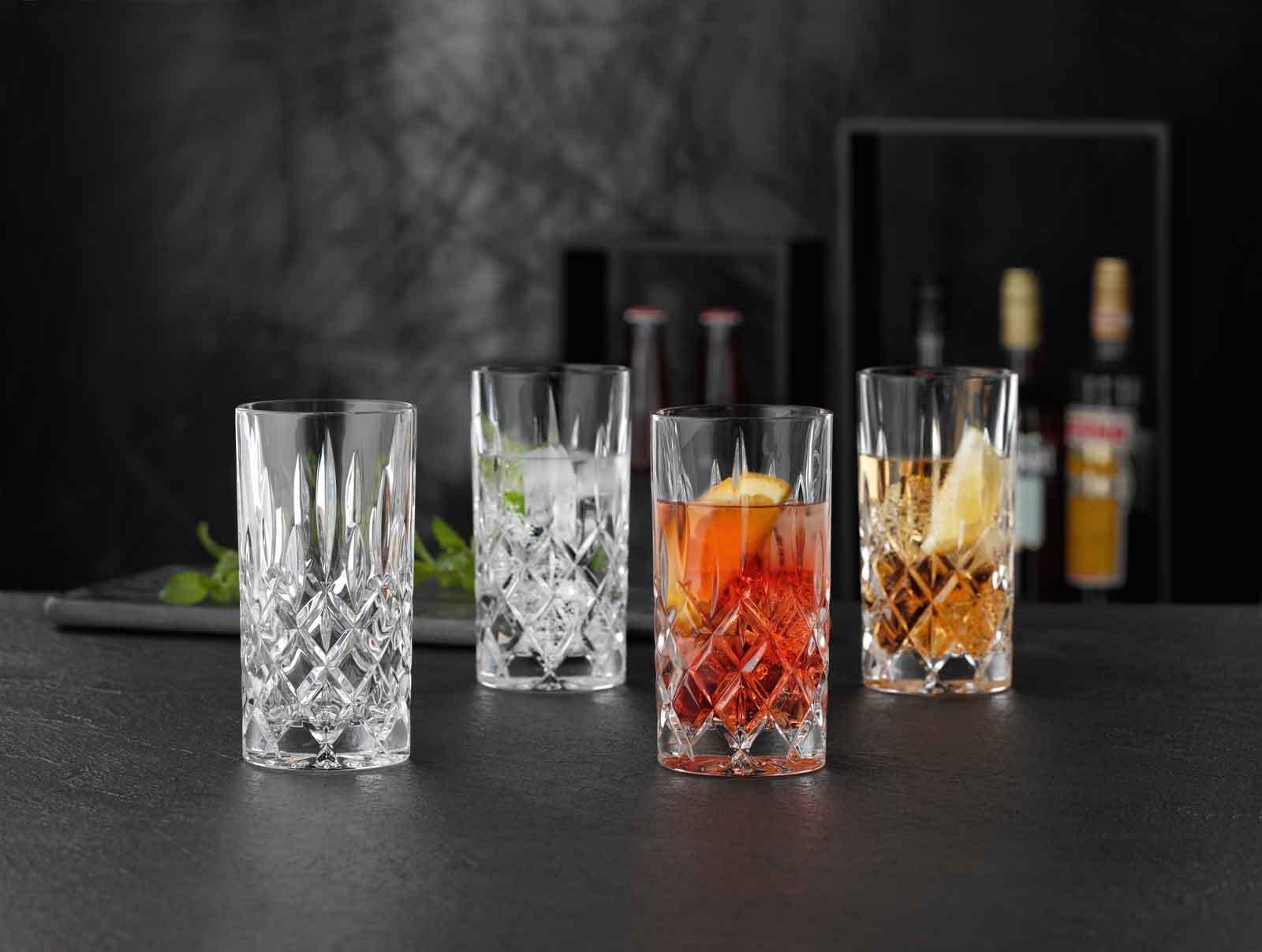 Nachtmann Longdrinkglas »Longdrinkgläser Noblesse 375 ml 4er Set transparent« Erhöhte Bruchfestigkeit, Kristallglas, spülmaschinenfest