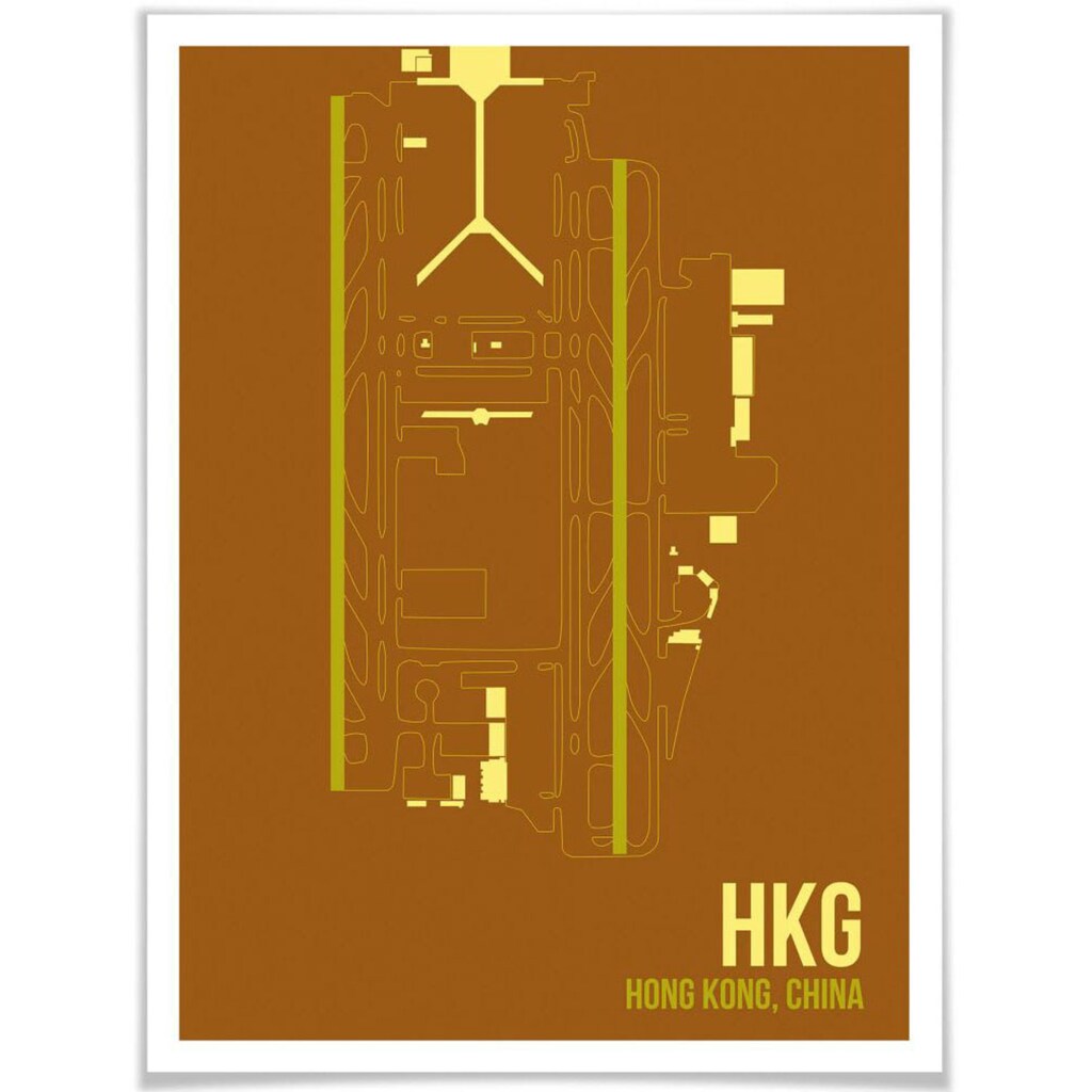 Wall-Art Poster »Wandbild HKG Grundriss Hong Kong«, Grundriss, (Set, 1 St.)