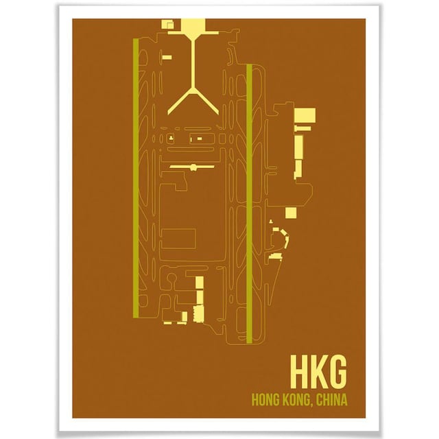 Wall-Art Poster »Wandbild HKG Grundriss Hong Kong«, Grundriss, (1 St.),  Poster, Wandbild, Bild, Wandposter bestellen | BAUR