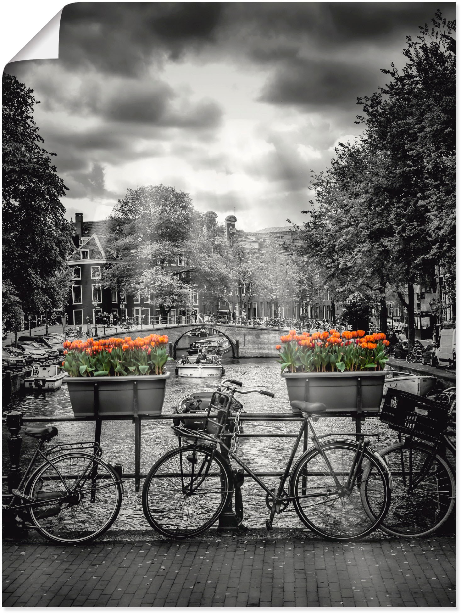 Artland Wandbild »Amsterdam Herengracht & Sonnenstrahlen«, Fahrräder, (1 St.),  als Alubild, Leinwandbild, Wandaufkleber oder Poster in versch. Größen  bestellen | BAUR