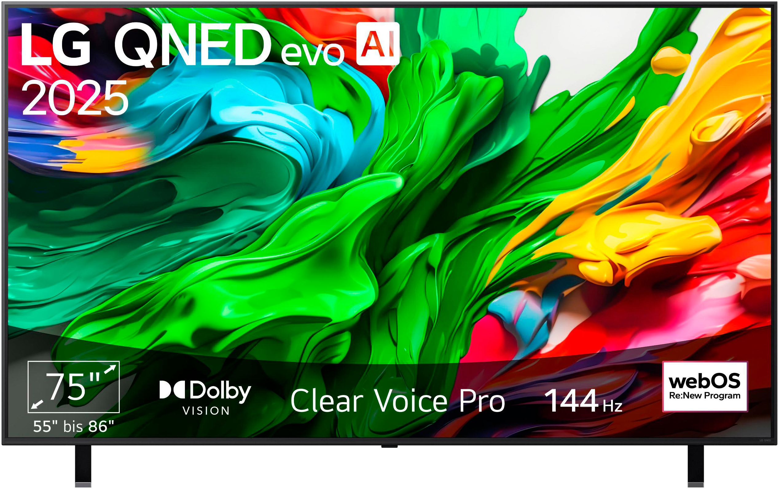 LG Mini-LED-Fernseher "75QNED85A6C", 75 ′′, schwarz, Fernseher