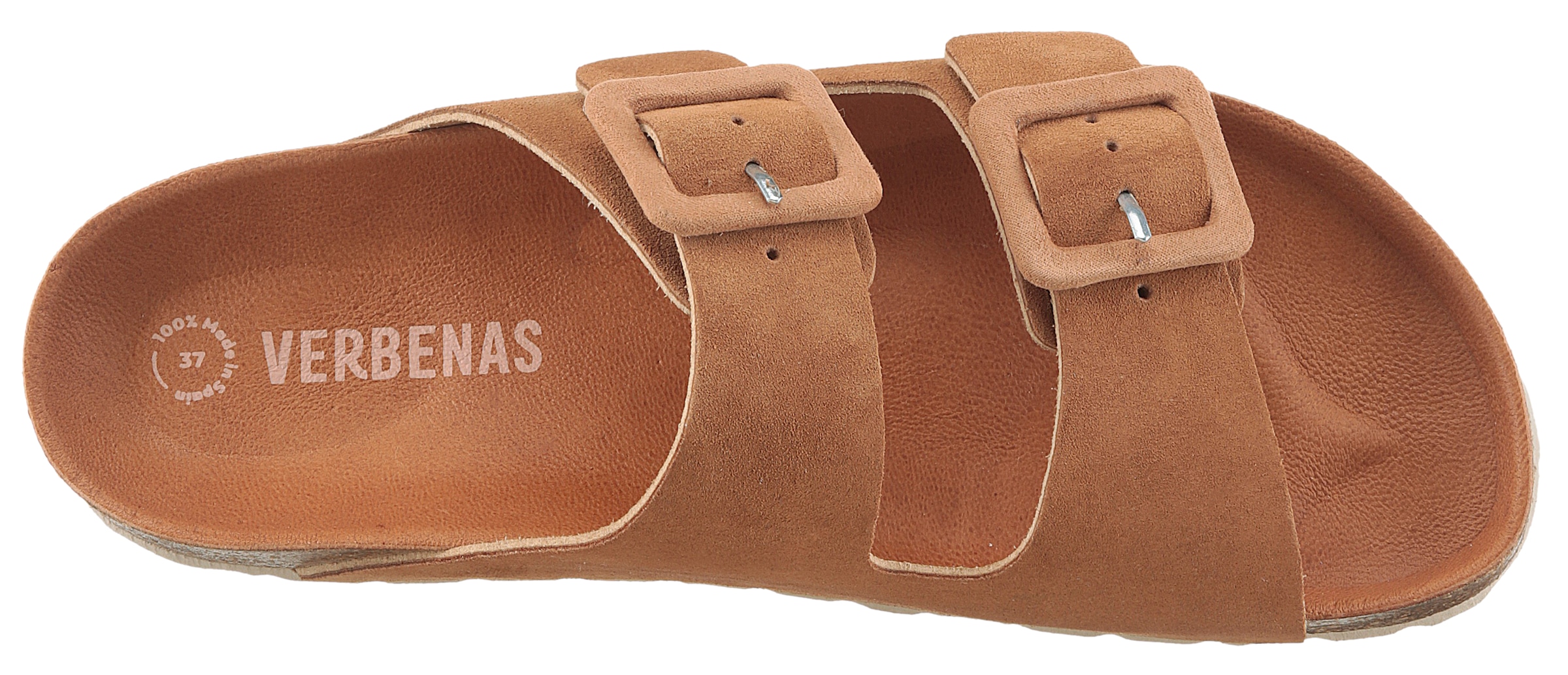 VERBENAS Pantolette »Randell Velour«, Sommerschuh, Schlappen, Hausschuh, Urlaubschuh mit Softfußbett