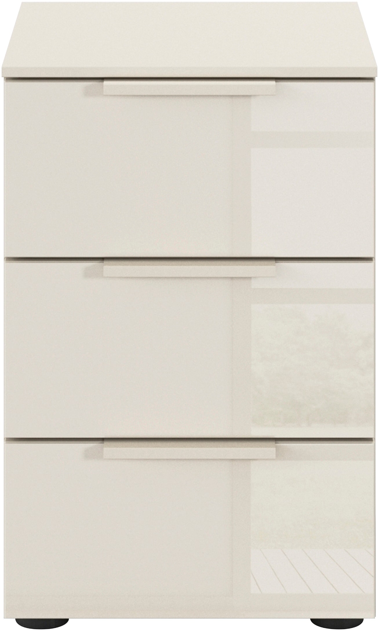 rauch Nachtkommode »Nachttisch Nachtschrank Nachtkonsole FLIPP mit Glasfront«, (Breite 40 cm), mit 3 Schubladen und Soft-Close-Funktion sowie Glasfront
