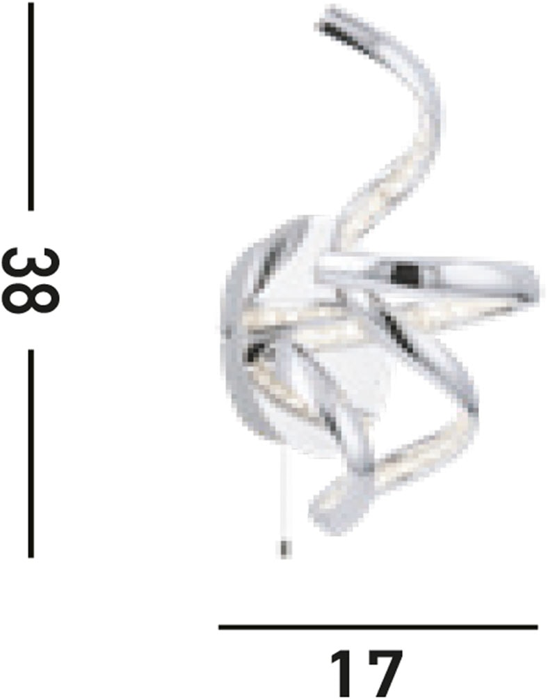 Searchlight Wandleuchte »Twirls Wall Light  - Chrome Metal & Glass« LED-Modul 1 Stk. Neutralweiß