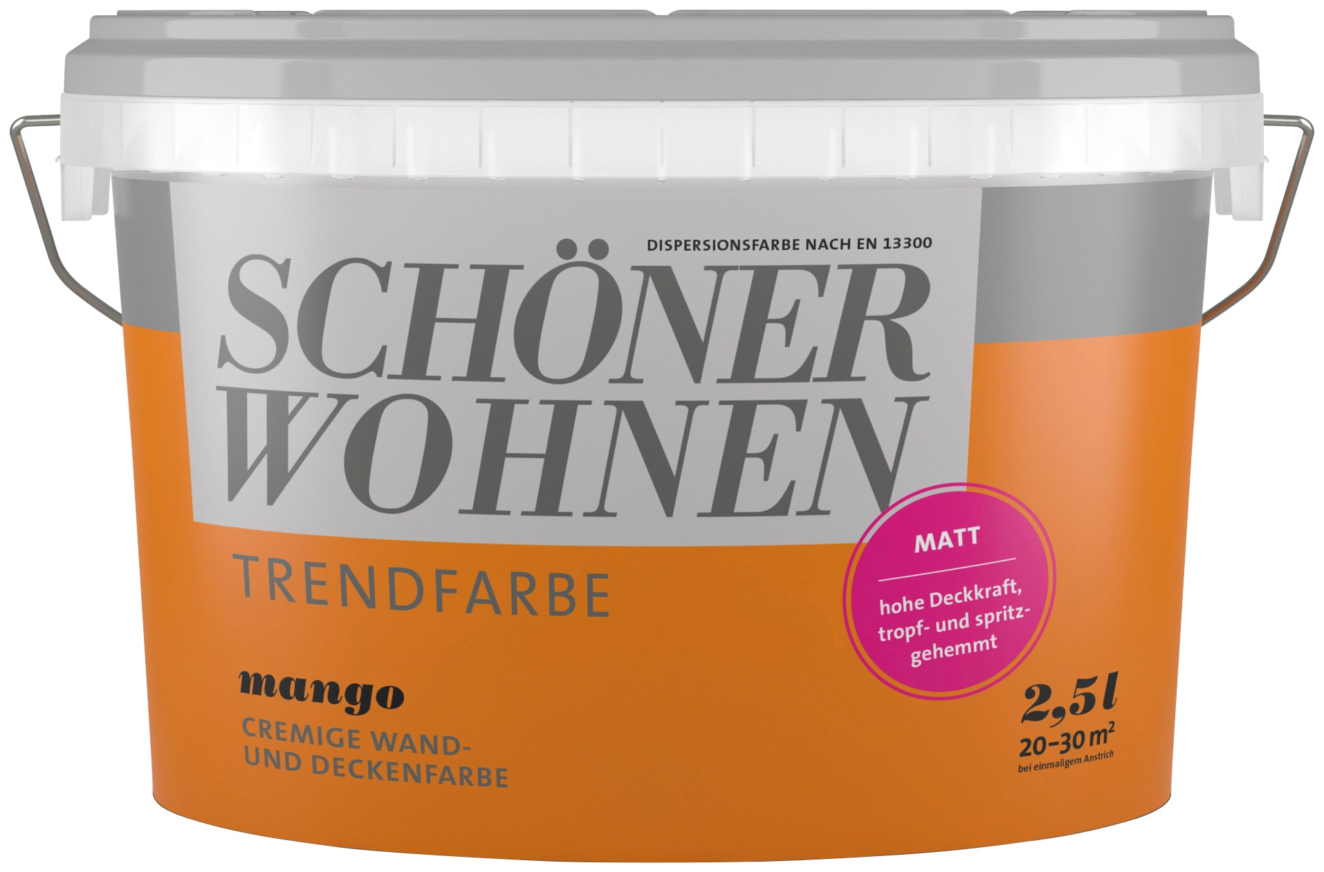 SCHÖNER WOHNEN FARBE Wand- und Deckenfarbe »TRENDFARBE, matt«, 2,5 Liter, Mango,...