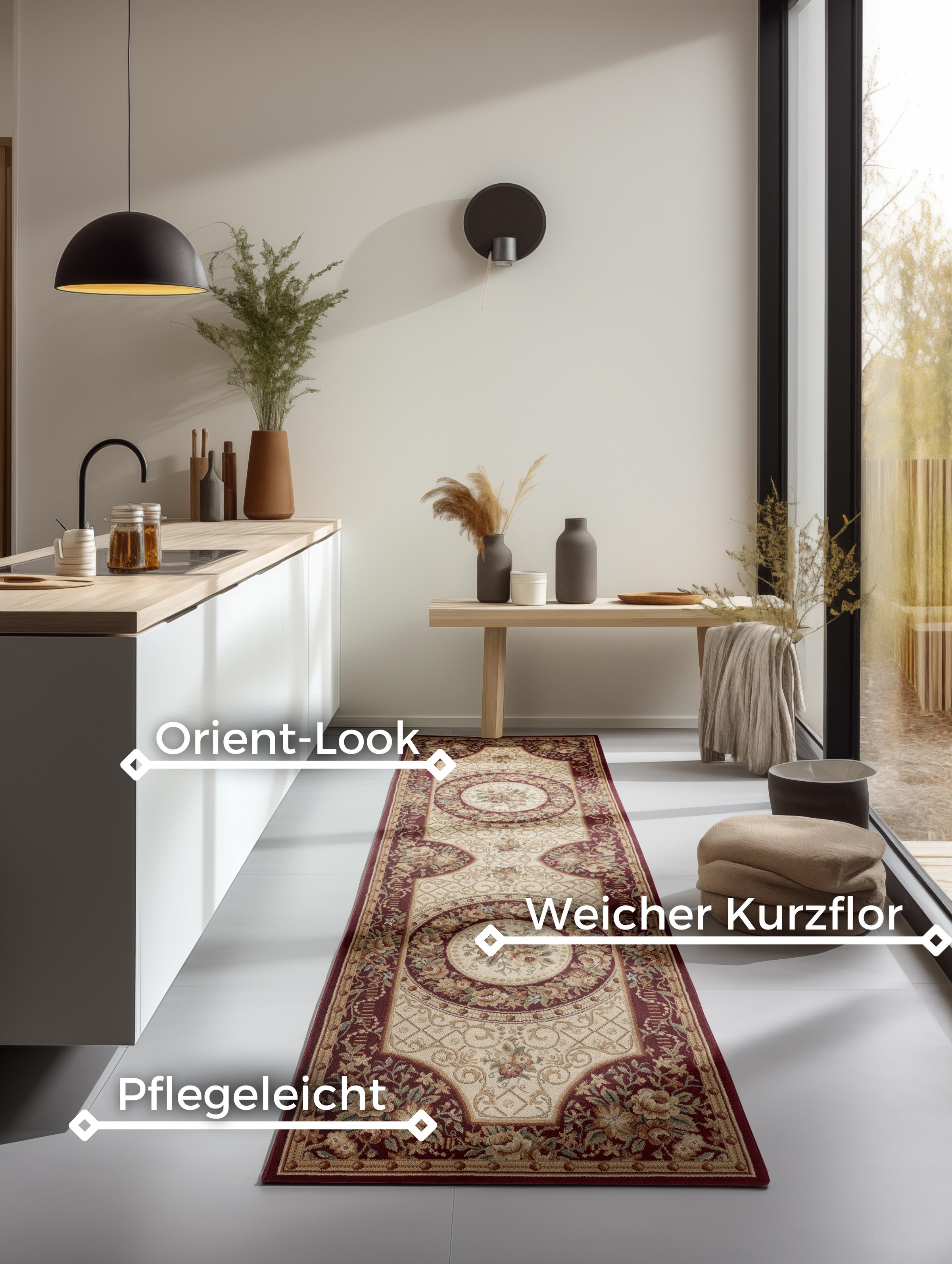 NORTHRUGS Teppich »Adraskan«, rechteckig, 8 mm Höhe, Orient Optik, Läufer, strapazierfähig, pflegeleicht, robust
