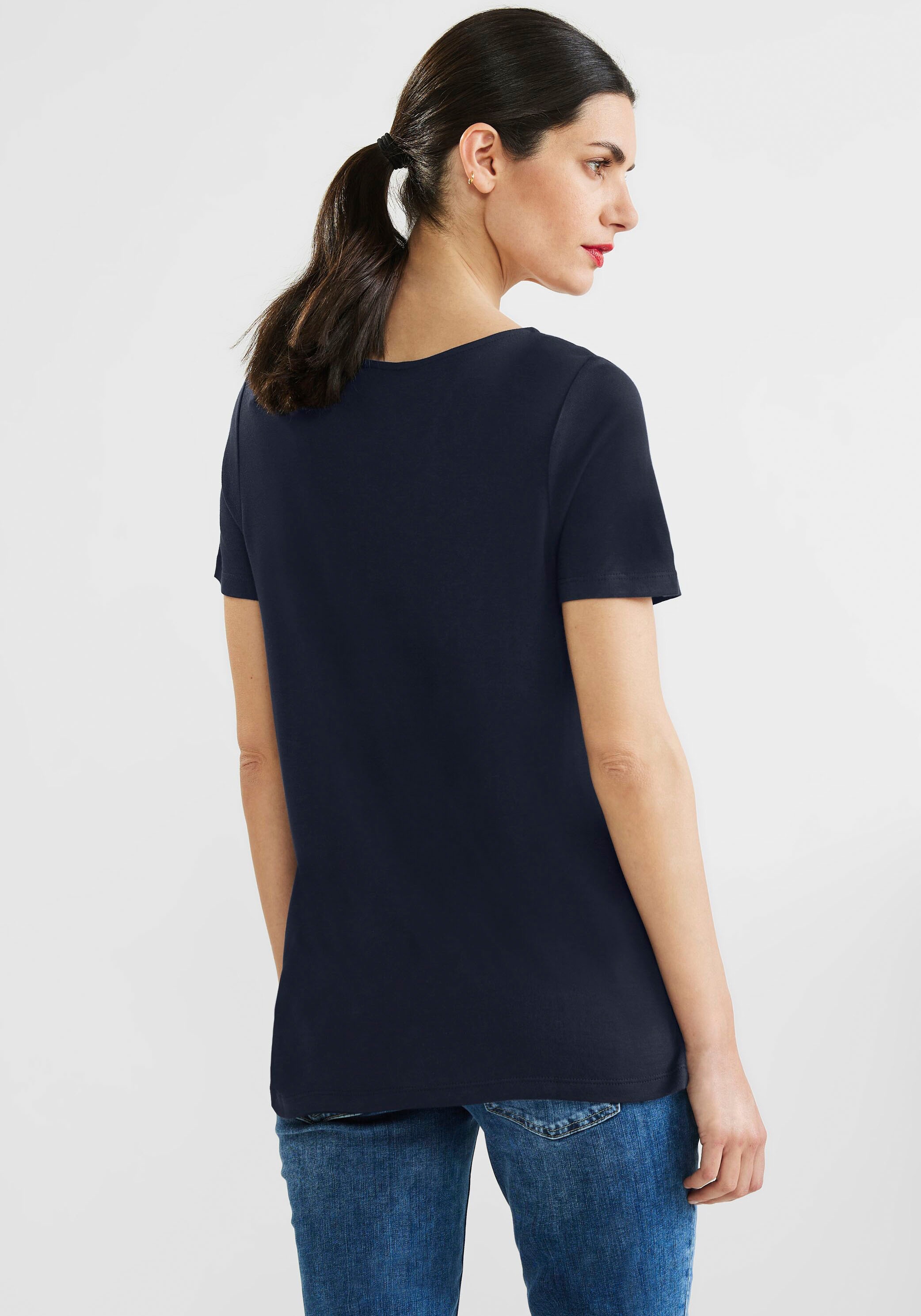 STREET ONE Spitzenshirt, | BAUR in Unifarbe bestellen online