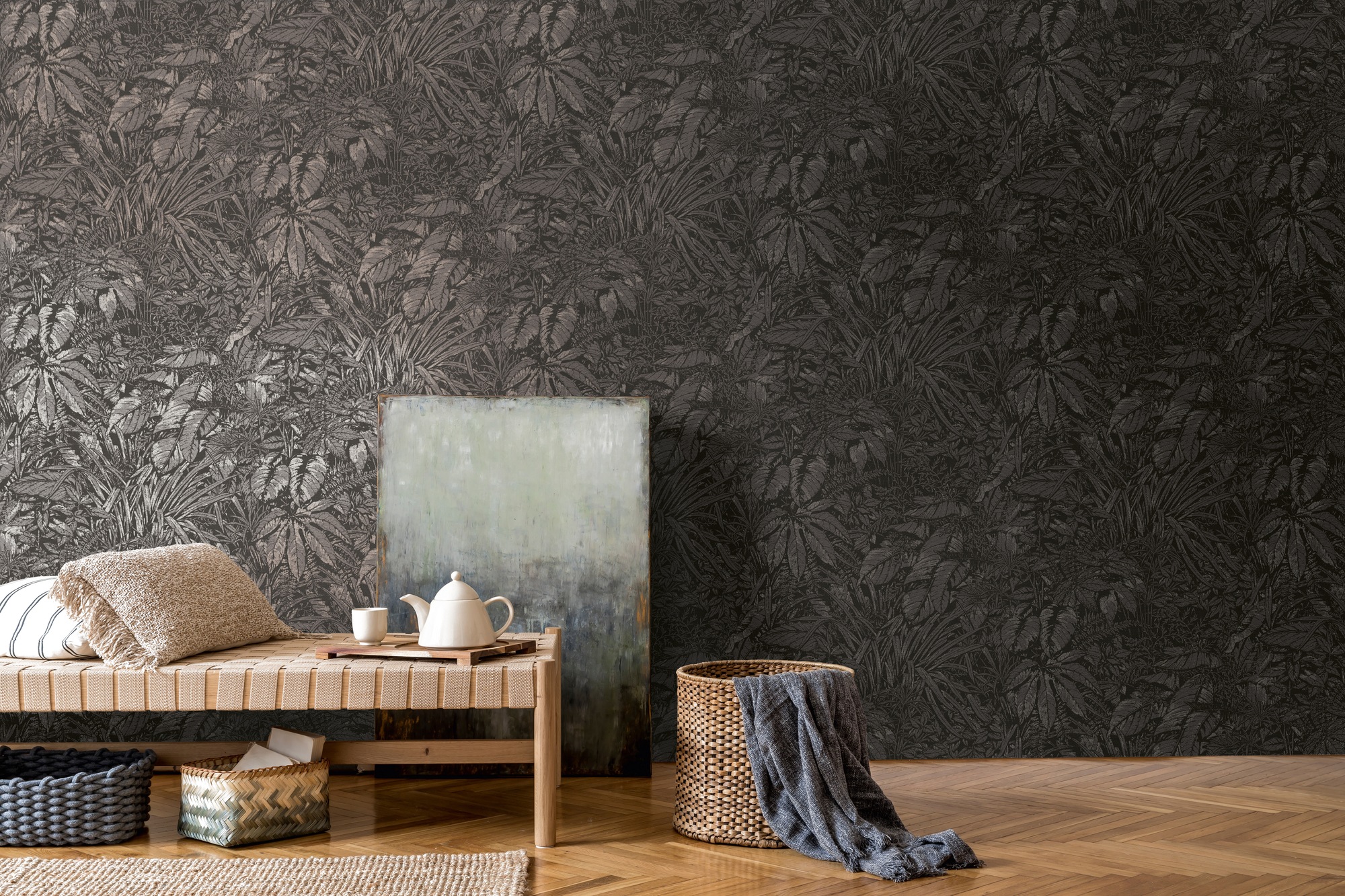 living walls Vliestapete »Smart Surfaces Natur-Tapete Mustertapete Floral Natur«, leicht glänzend, Vliestapete Dschungel für Schlafzimmer Küche Wohnzimmer Natur Design