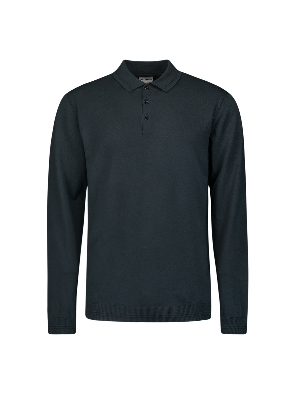 NO EXCESS Rundhalspullover »No Excess Langärmeliger Polo-Pullover«