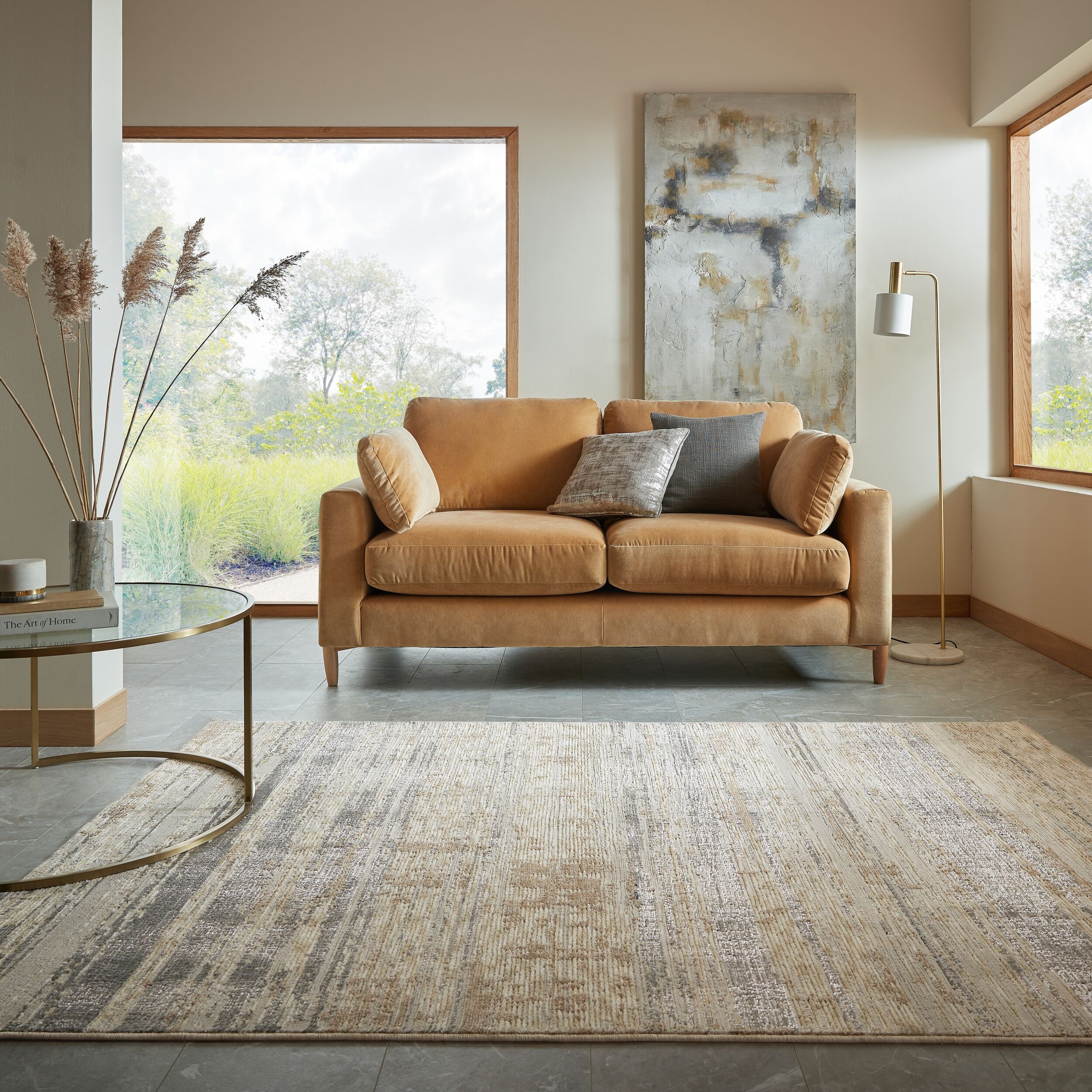 FLAIR RUGS Designteppich "MAREA ABSTRACT" rechteckig 7 mm Höhe Trendiges Streifendesign im Retro-Stil, abstraktes Design
