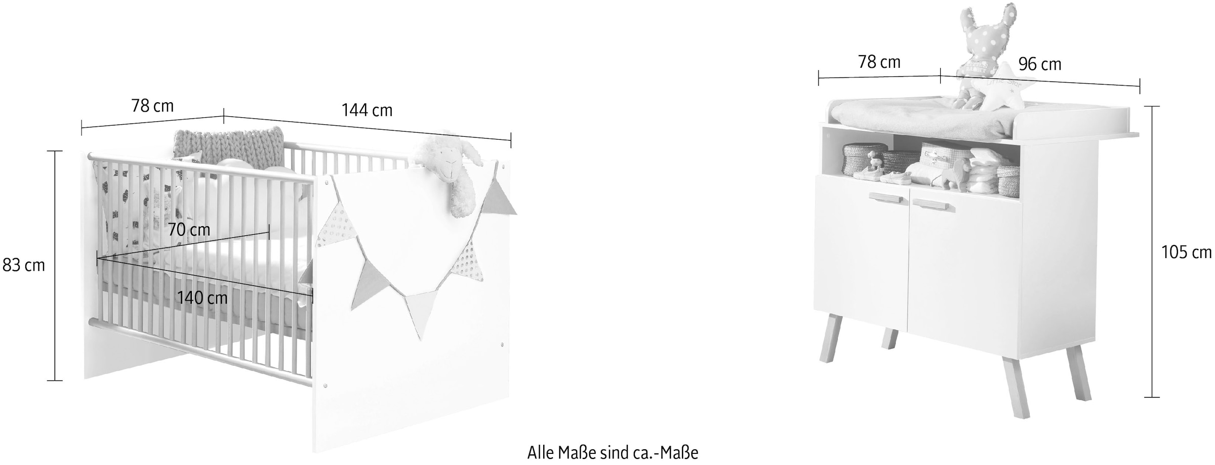 trendteam Babymöbel-Set »Mats« 2 tlg. neutrales Design
