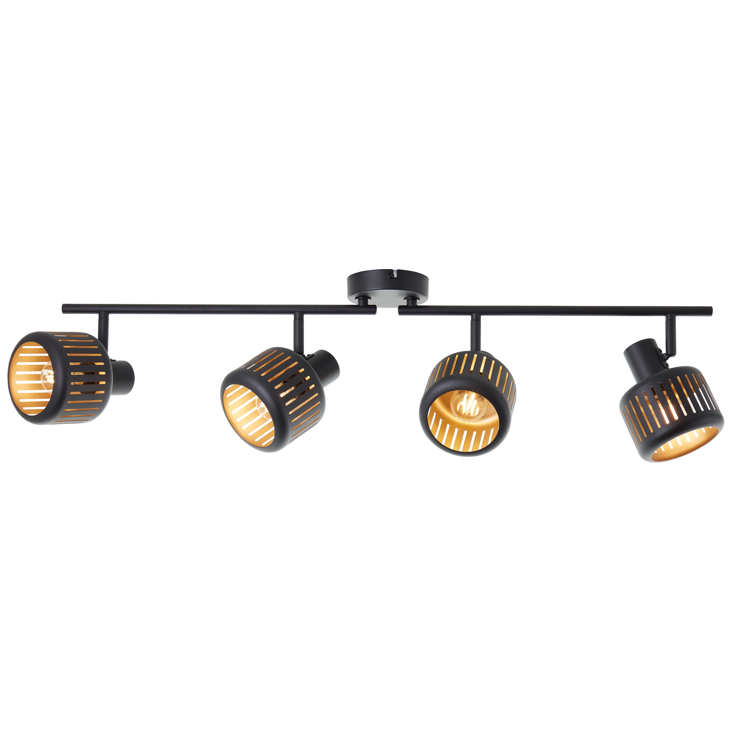 Brilliant Deckenstrahler »Tyas«, 4 flammig, Leuchtmittel E14 | ohne Leuchtmittel, Spotrohr, 84 cm Breite, 4 x E14, schwenkbar, Metall, schwarz gold