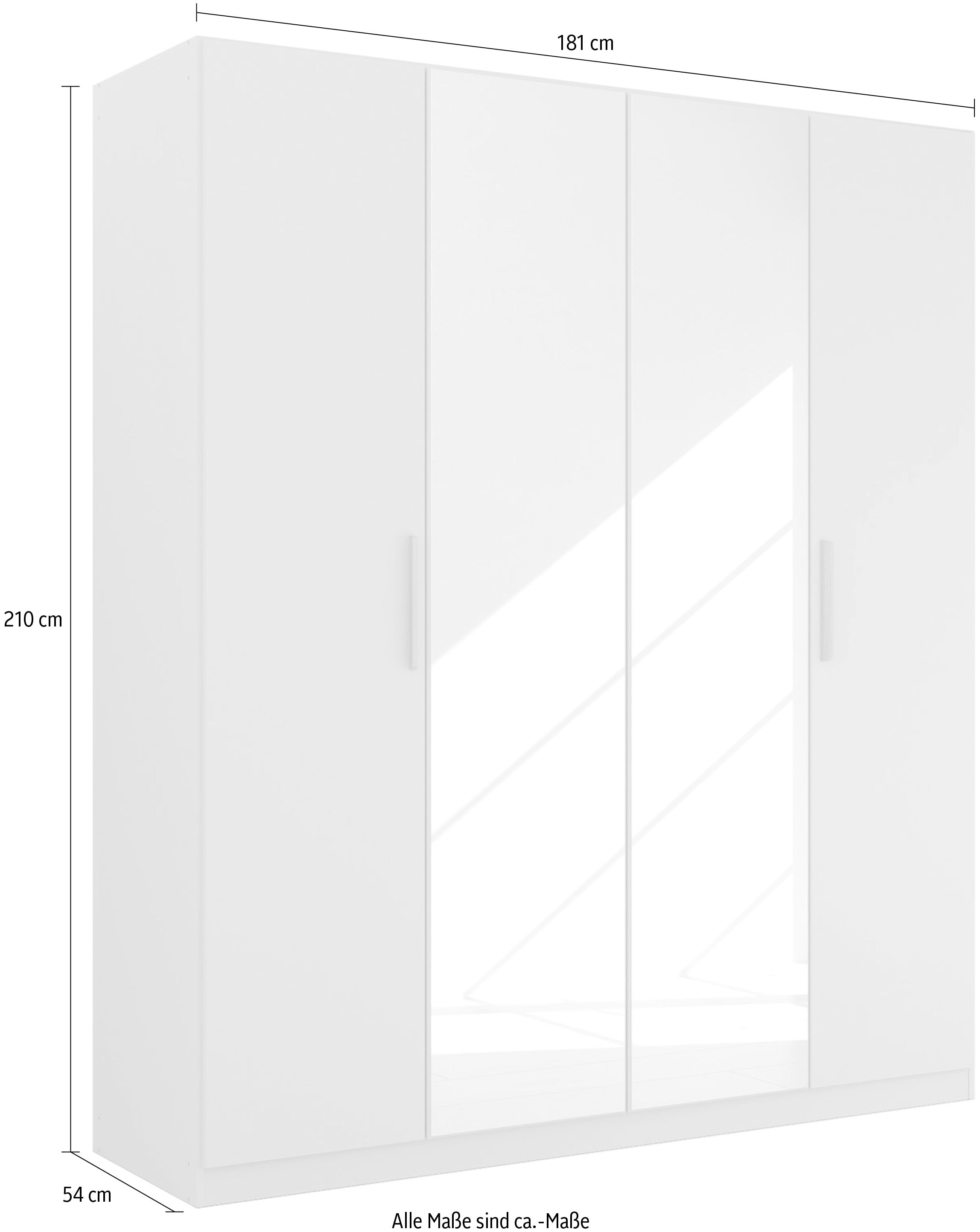 rauch Kleiderschrank »Skandi by Quadra Spin Schlafzimmerschrank«, im Landhaus-Stil mit Massivholzgriffen, vollflächige SpiegeltÜren