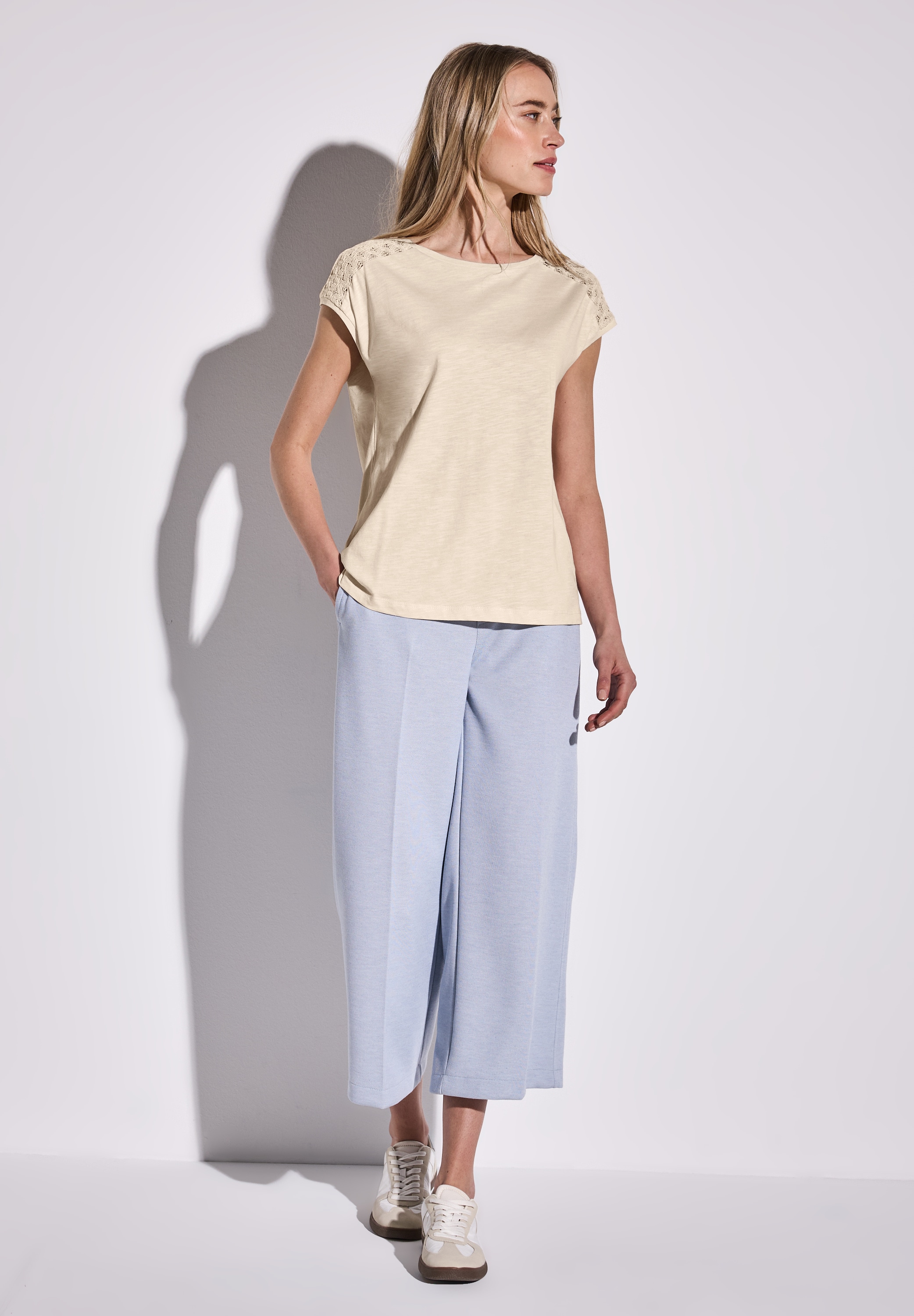 STREET ONE Spitzenshirt, im soften Baumwoll-Mix